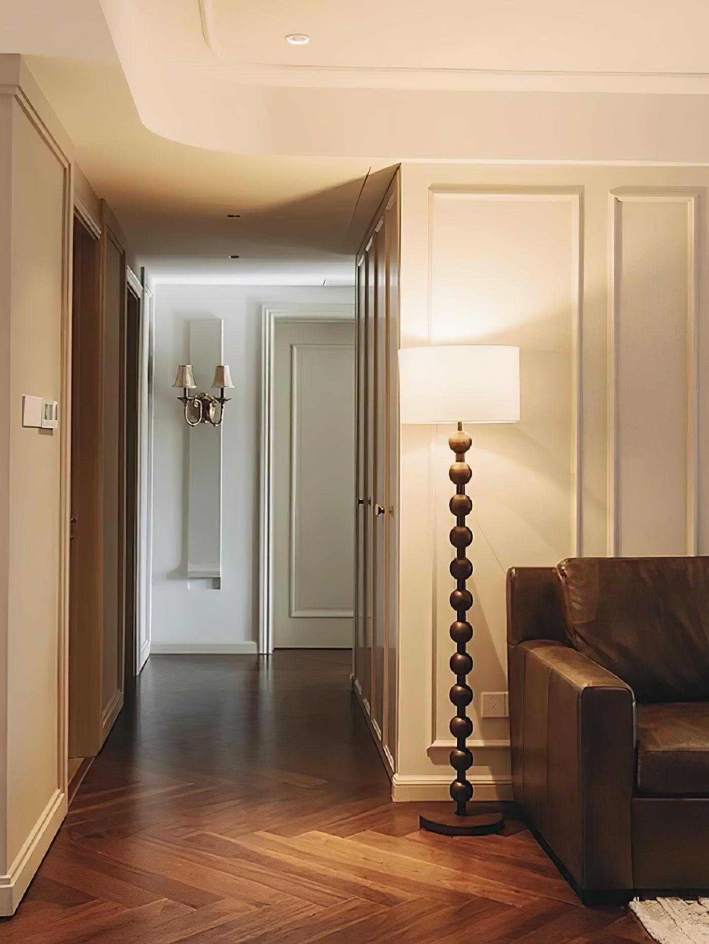 Paston Wood Fabric Floor Lamp-Neutral Decor
