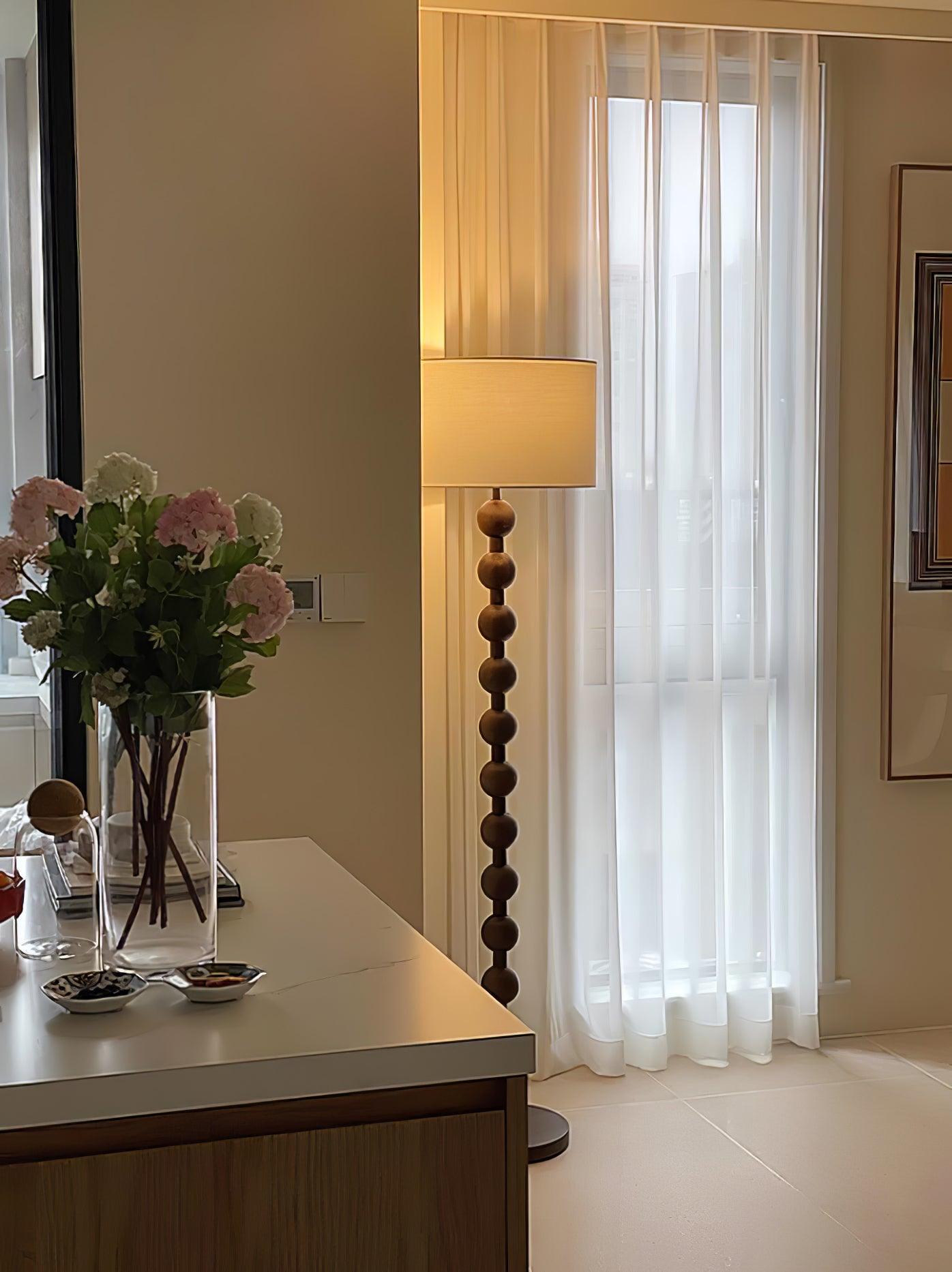 Paston Wood Fabric Floor Lamp-Neutral Decor