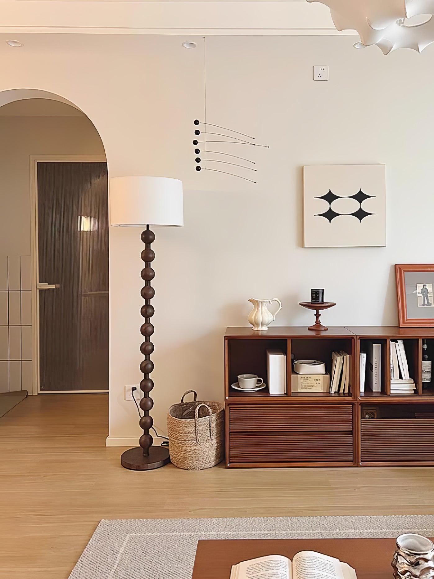 Paston Wood Fabric Floor Lamp-Neutral Decor