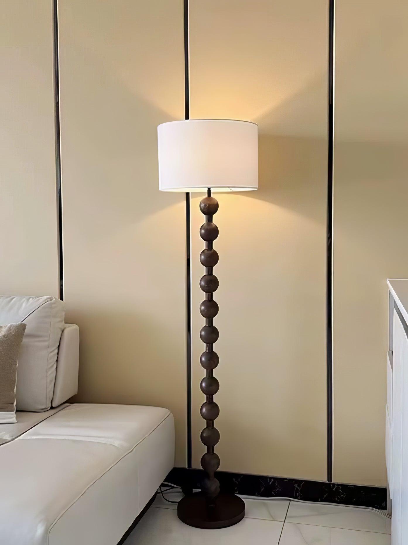 Paston Wood Fabric Floor Lamp-Neutral Decor