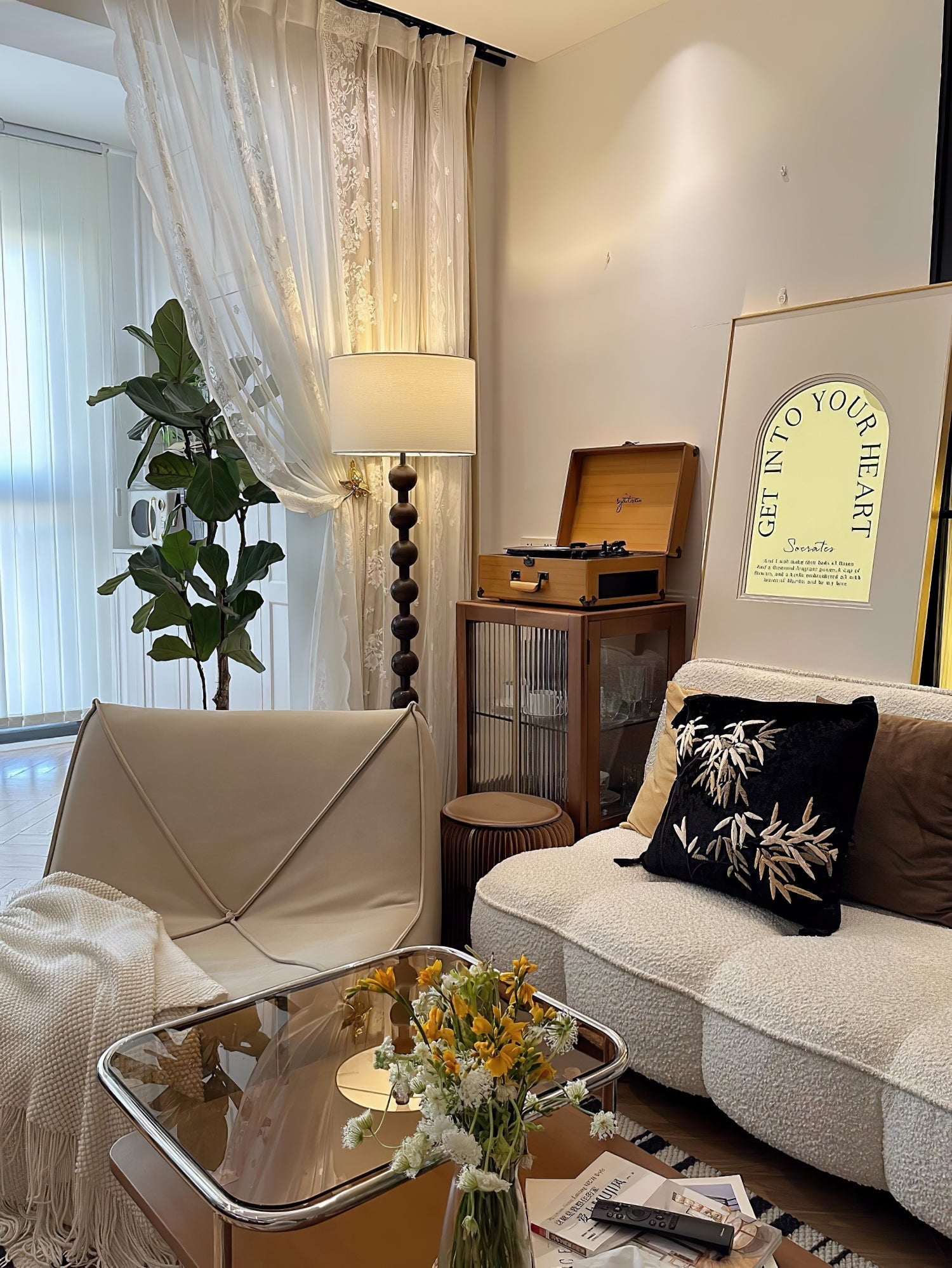 Paston Wood Fabric Floor Lamp-Neutral Decor