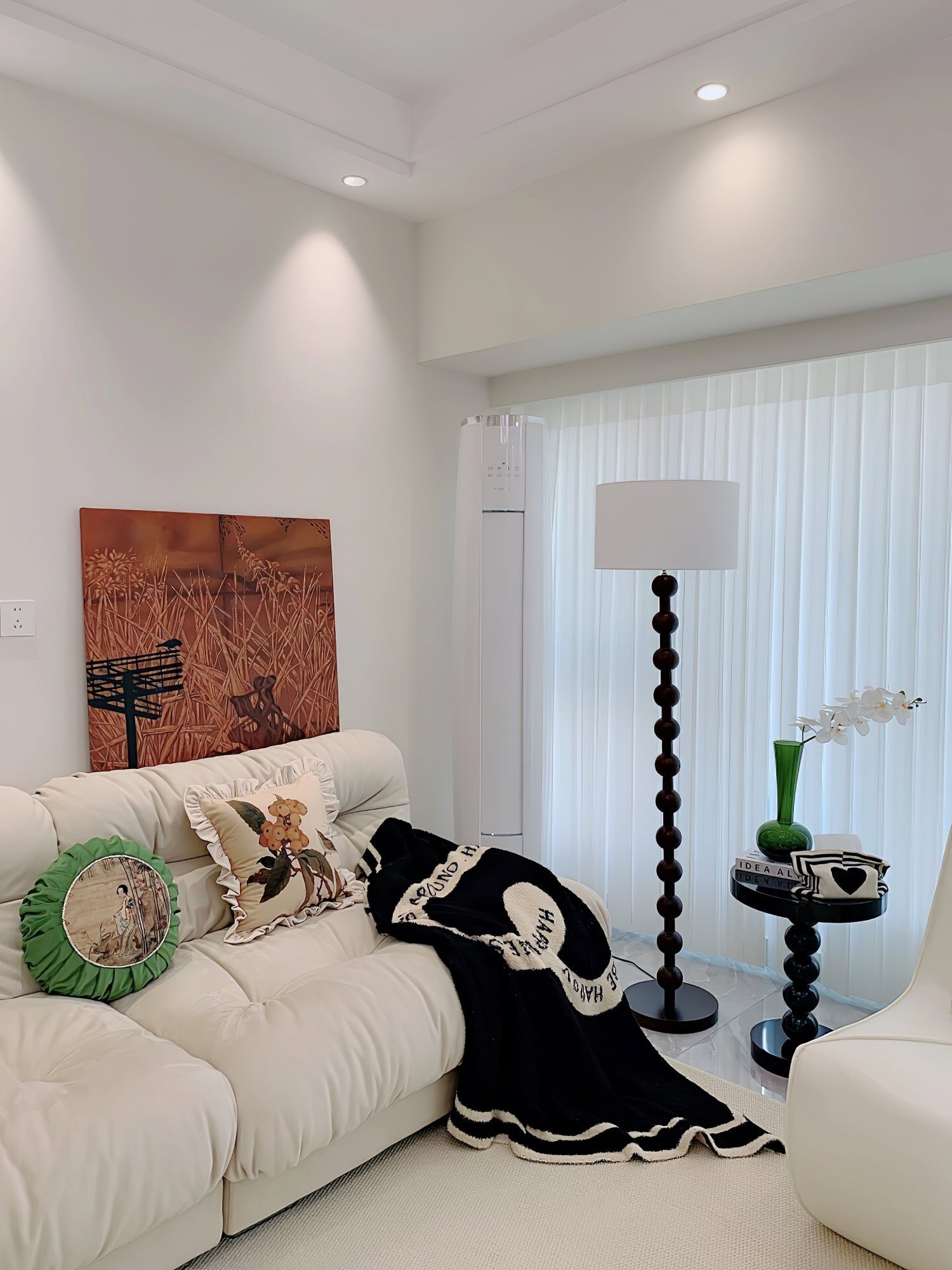 Paston Wood Fabric Floor Lamp-Neutral Decor