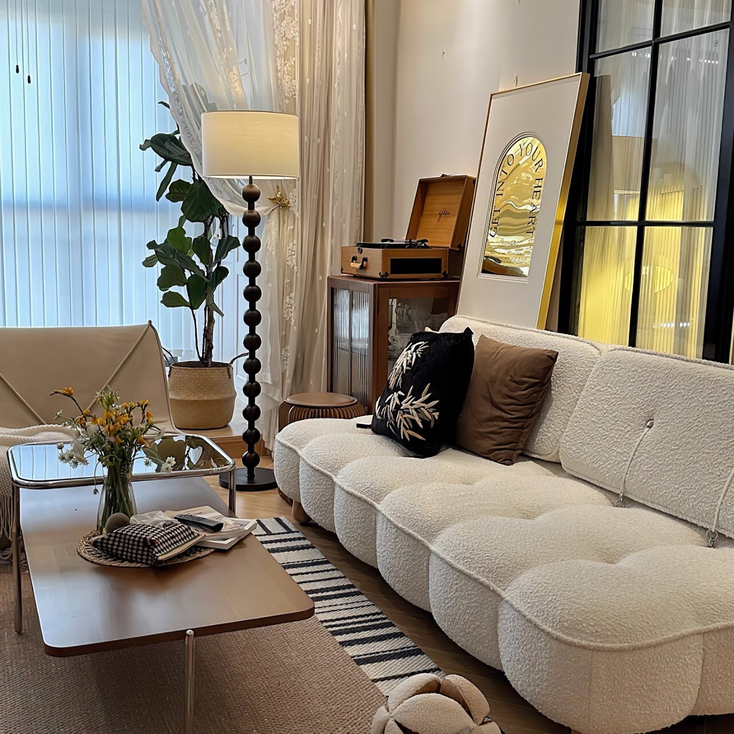 Paston Wood Fabric Floor Lamp-Neutral Decor