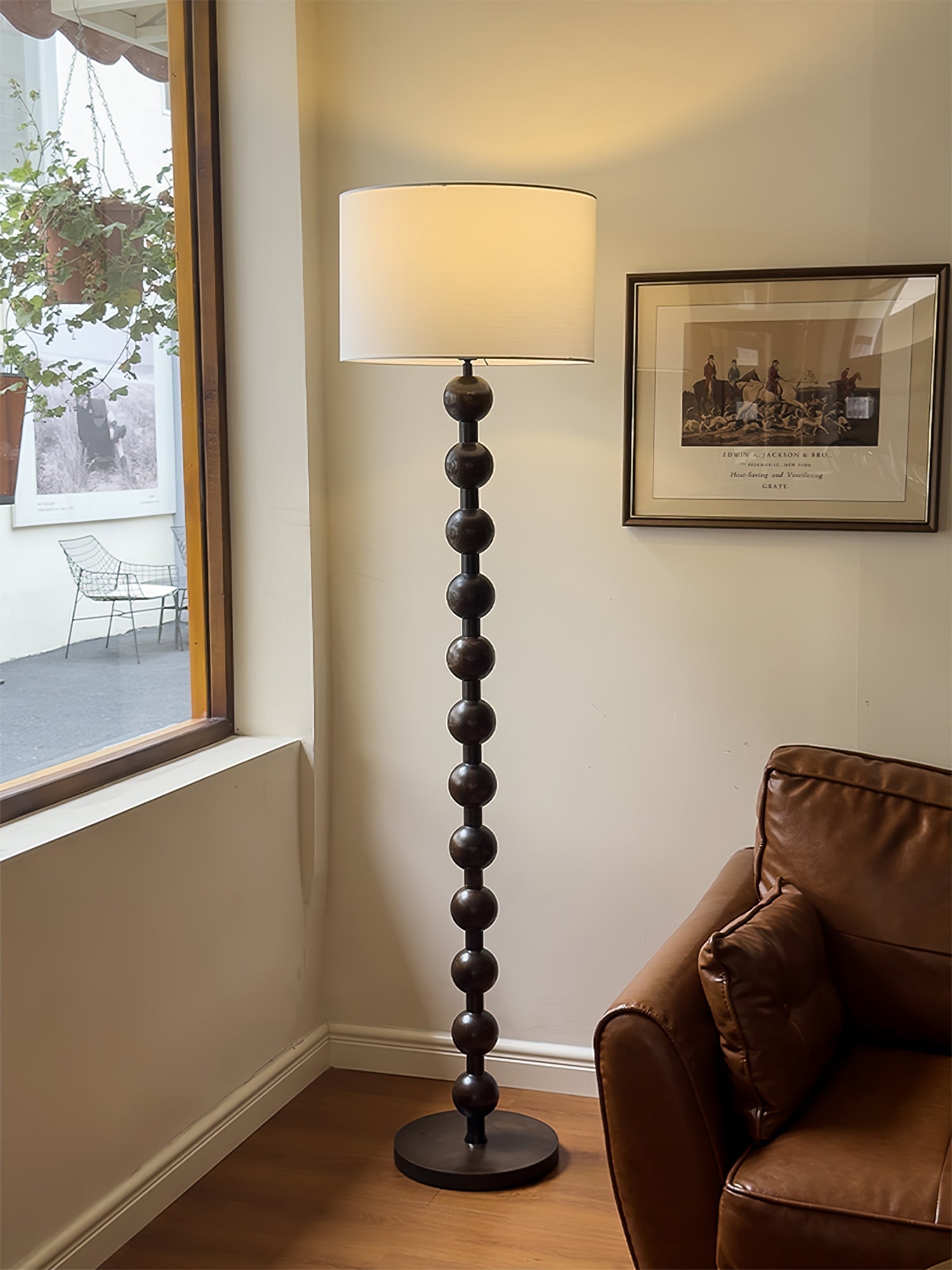 Paston Wood Fabric Floor Lamp-Neutral Decor