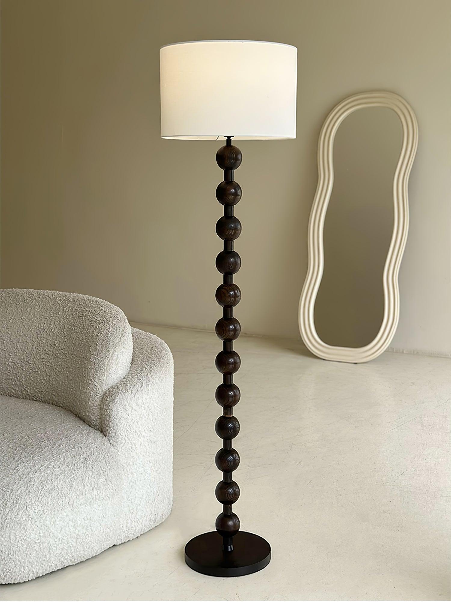 Paston Wood Fabric Floor Lamp-Neutral Decor