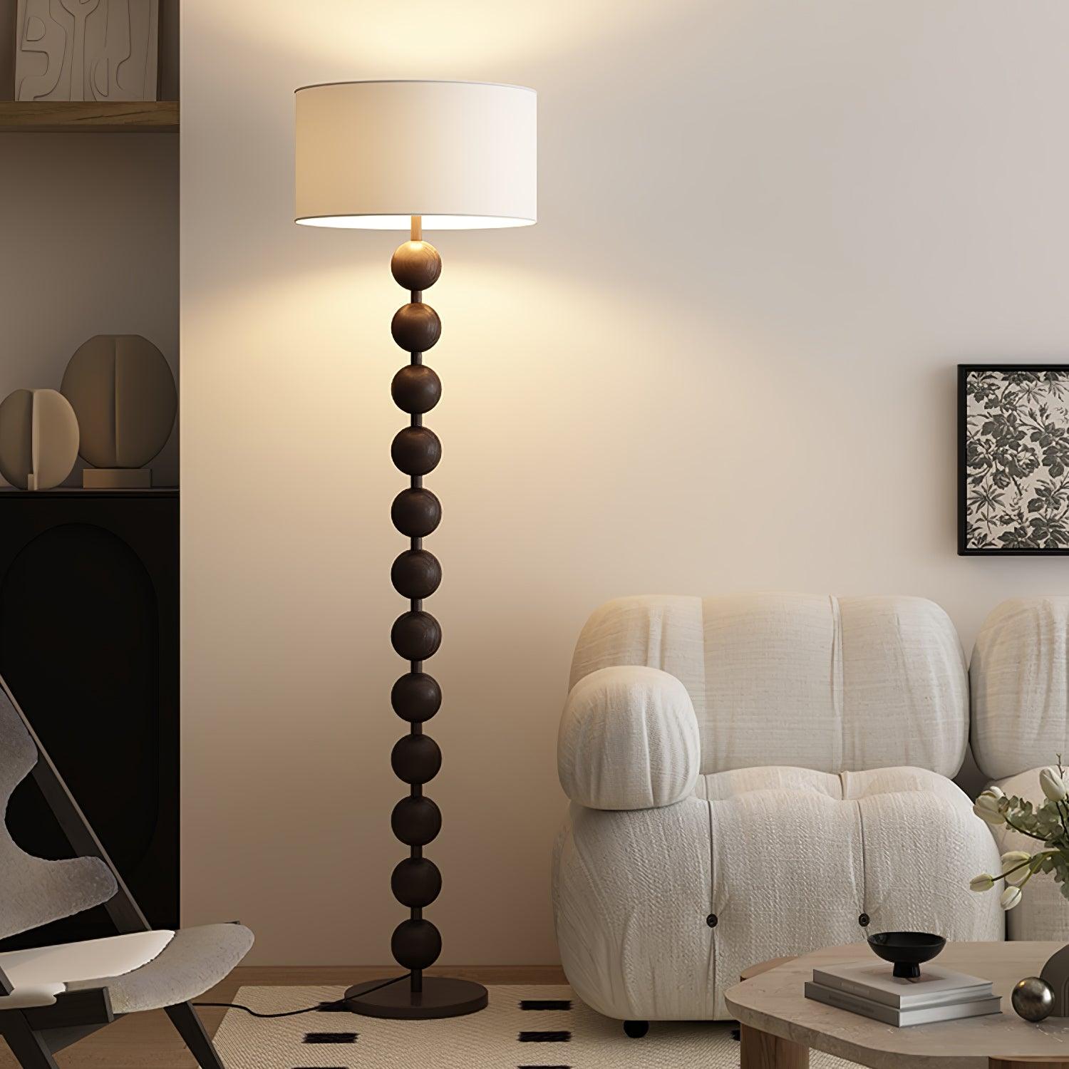 Paston Wood Fabric Floor Lamp-Neutral Decor