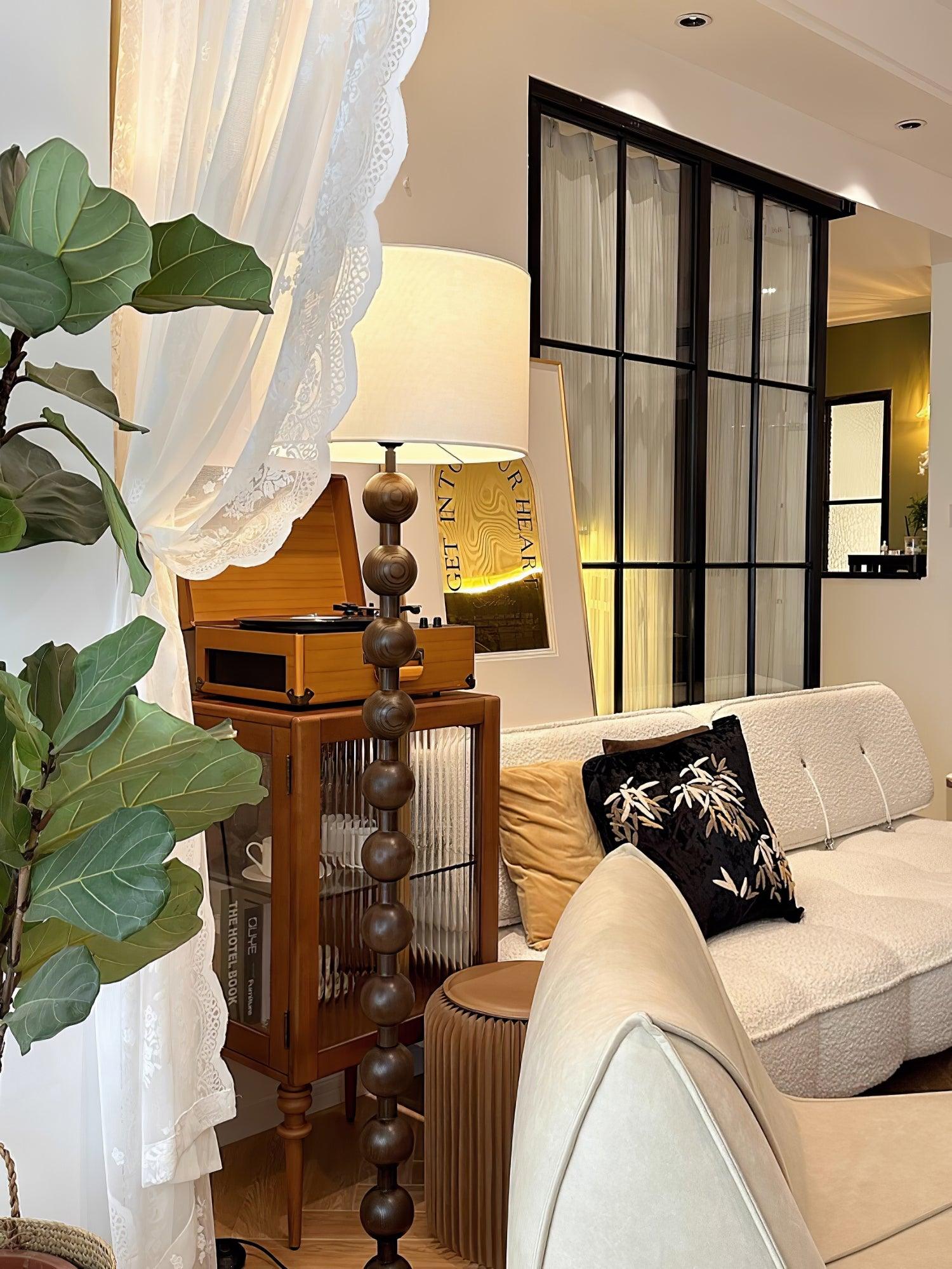 Paston Wood Fabric Floor Lamp-Neutral Decor