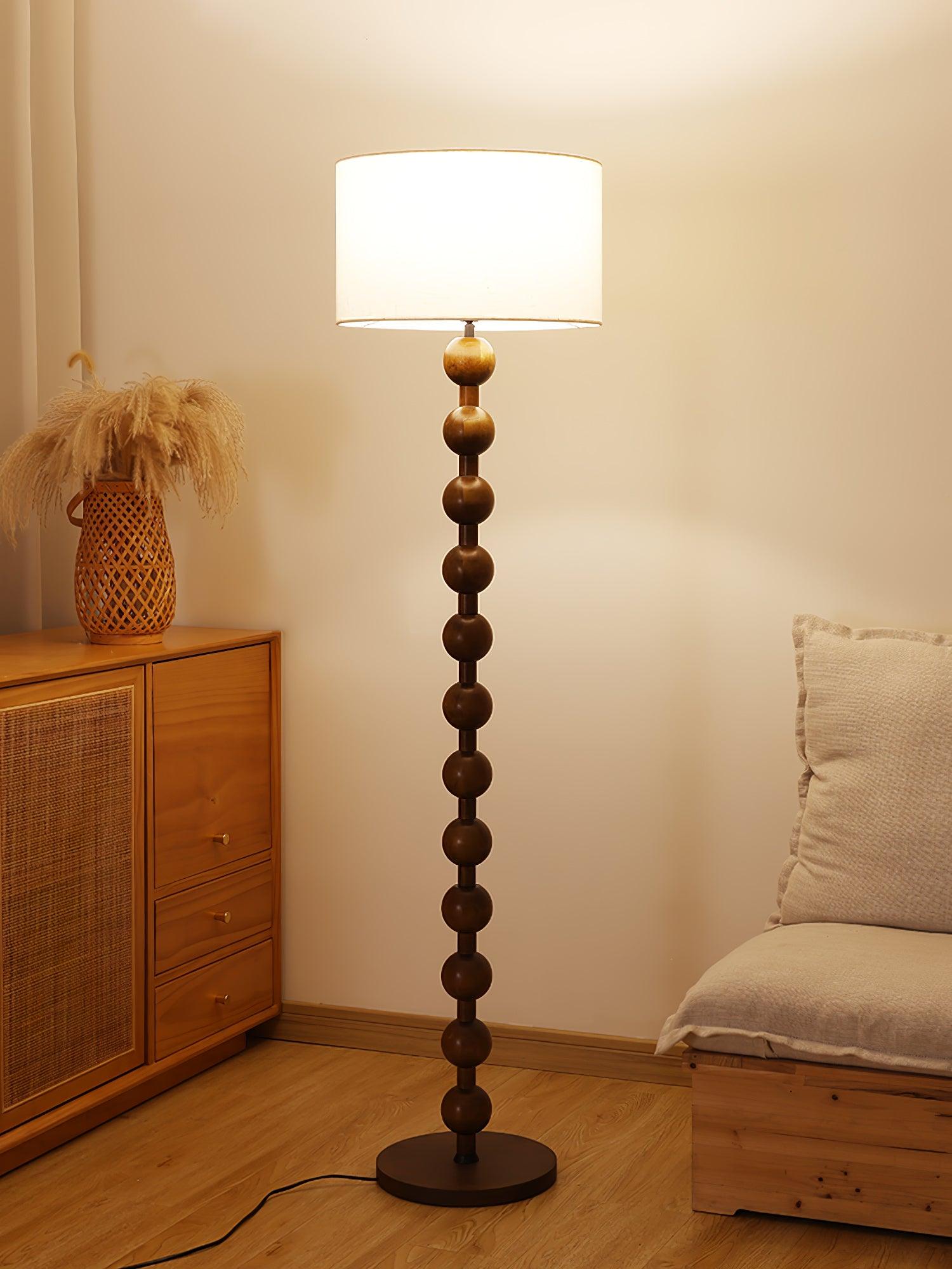 Paston Wood Fabric Floor Lamp-Neutral Decor