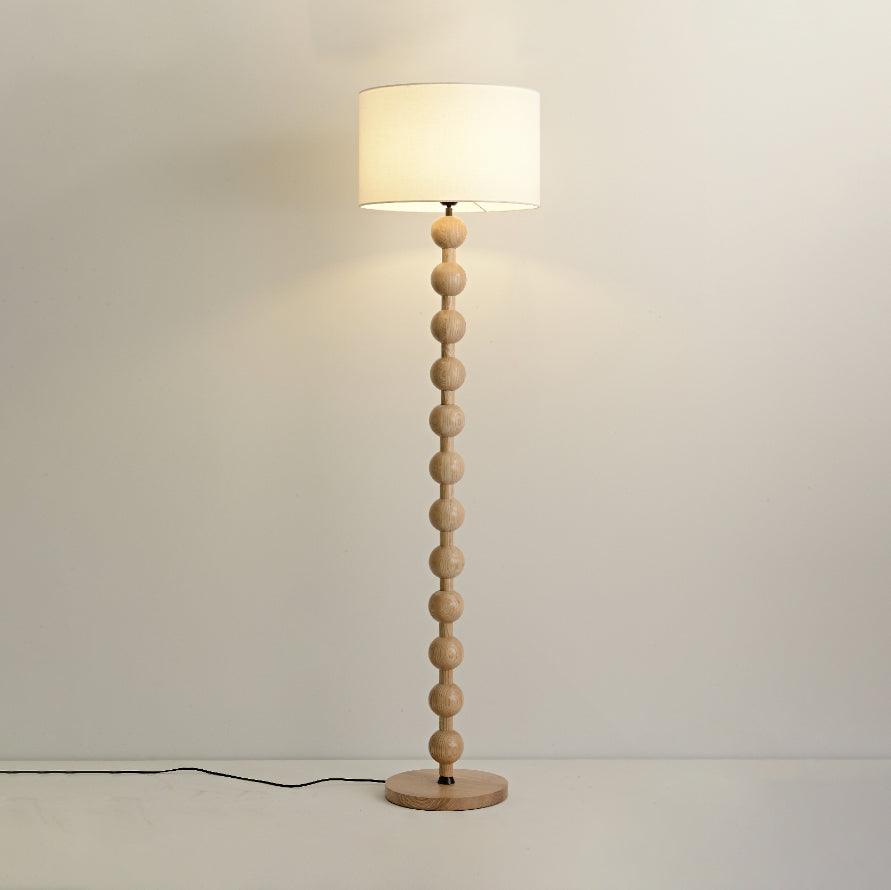 Paston Wood Fabric Floor Lamp-Neutral Decor
