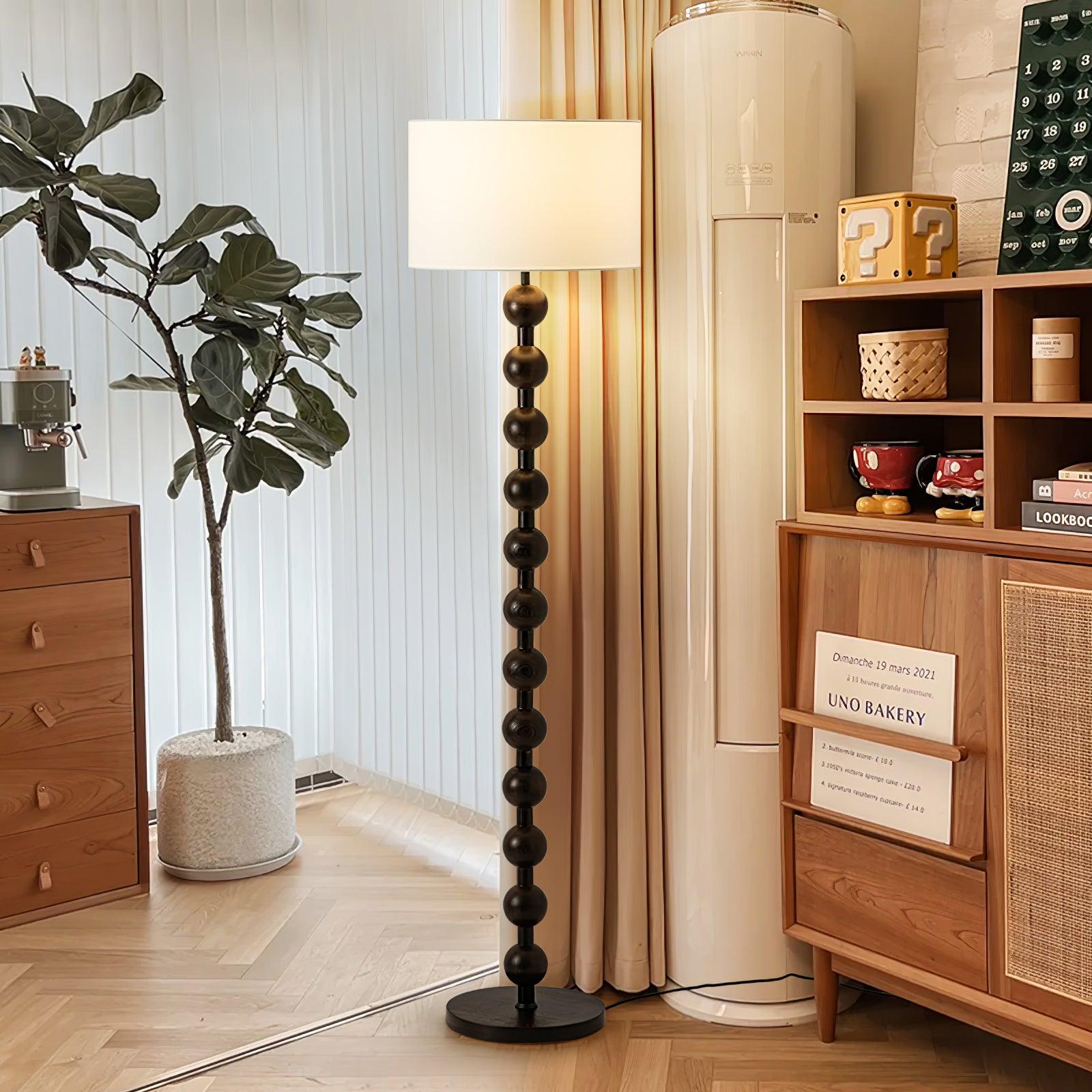 Paston Wood Fabric Floor Lamp-Neutral Decor