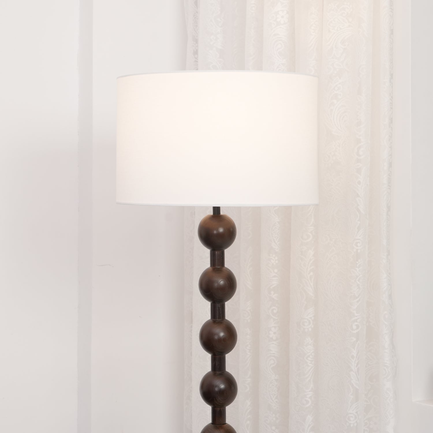 Paston Wood Fabric Floor Lamp-Neutral Decor