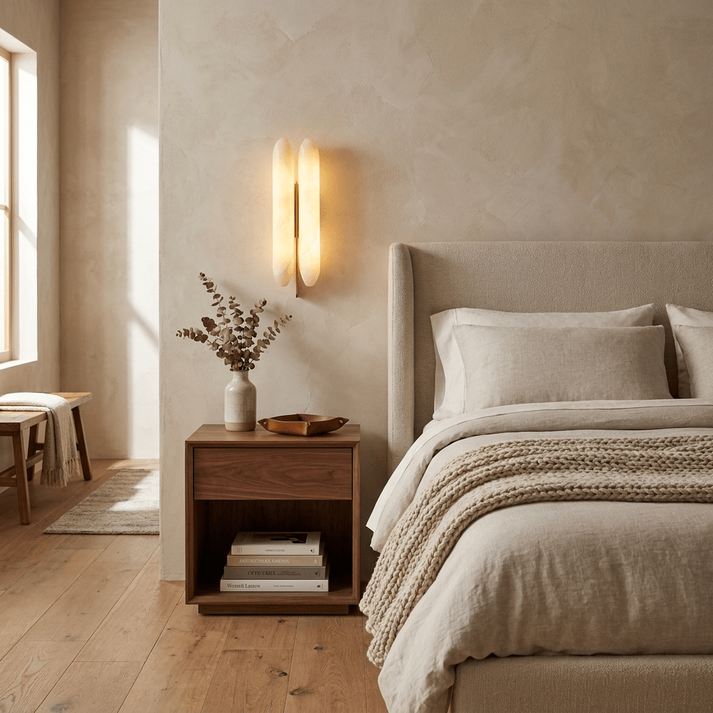 Husk Alabaster Wall Sconce-Neutral Decor