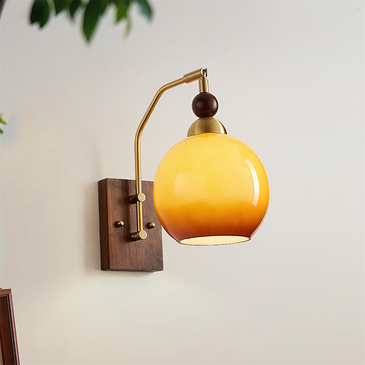 Rinuette Wall Lamp Brass Glass Walnut