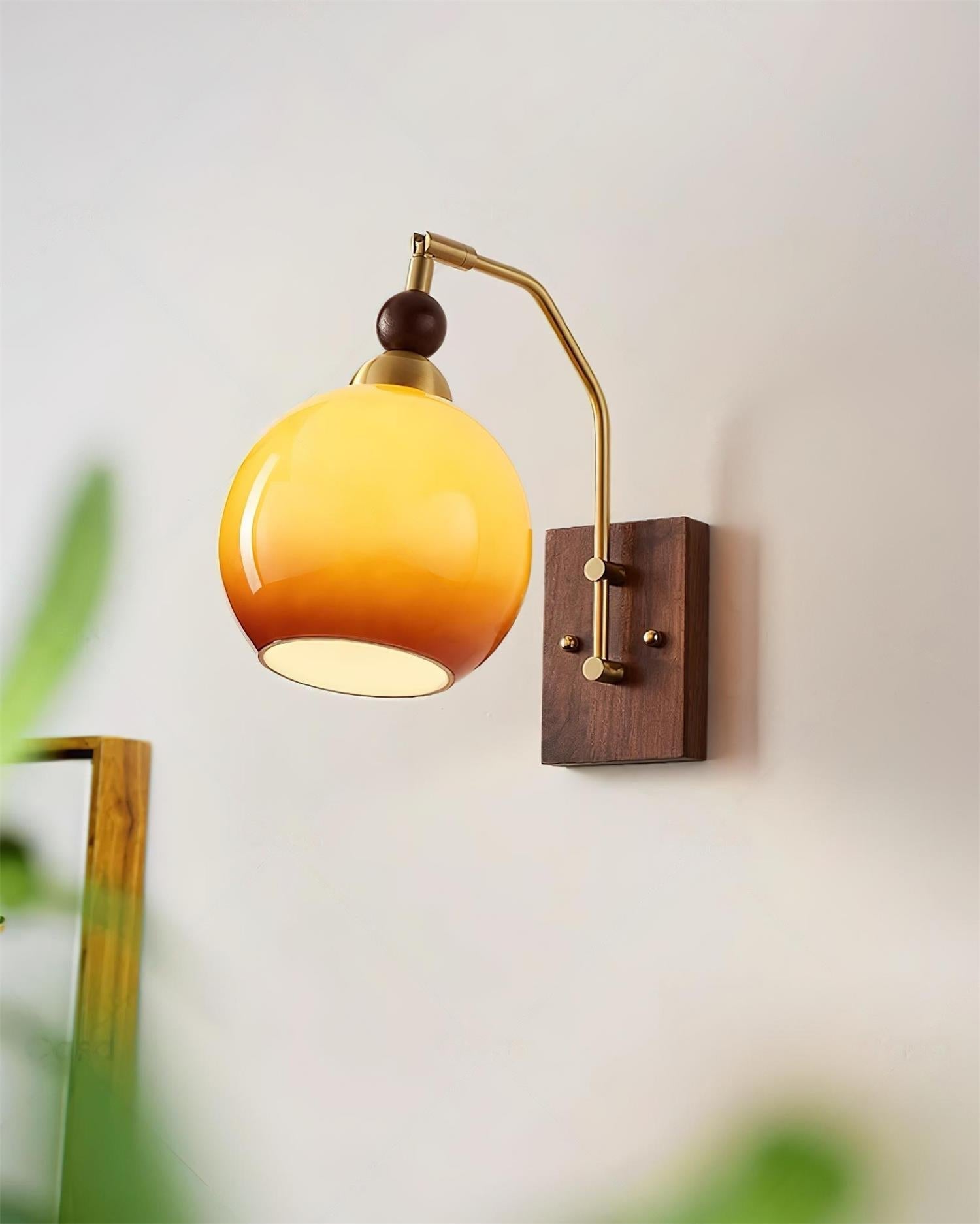 Norvexa Wall Lamp Brass Glass Walnut-Neutral Decor