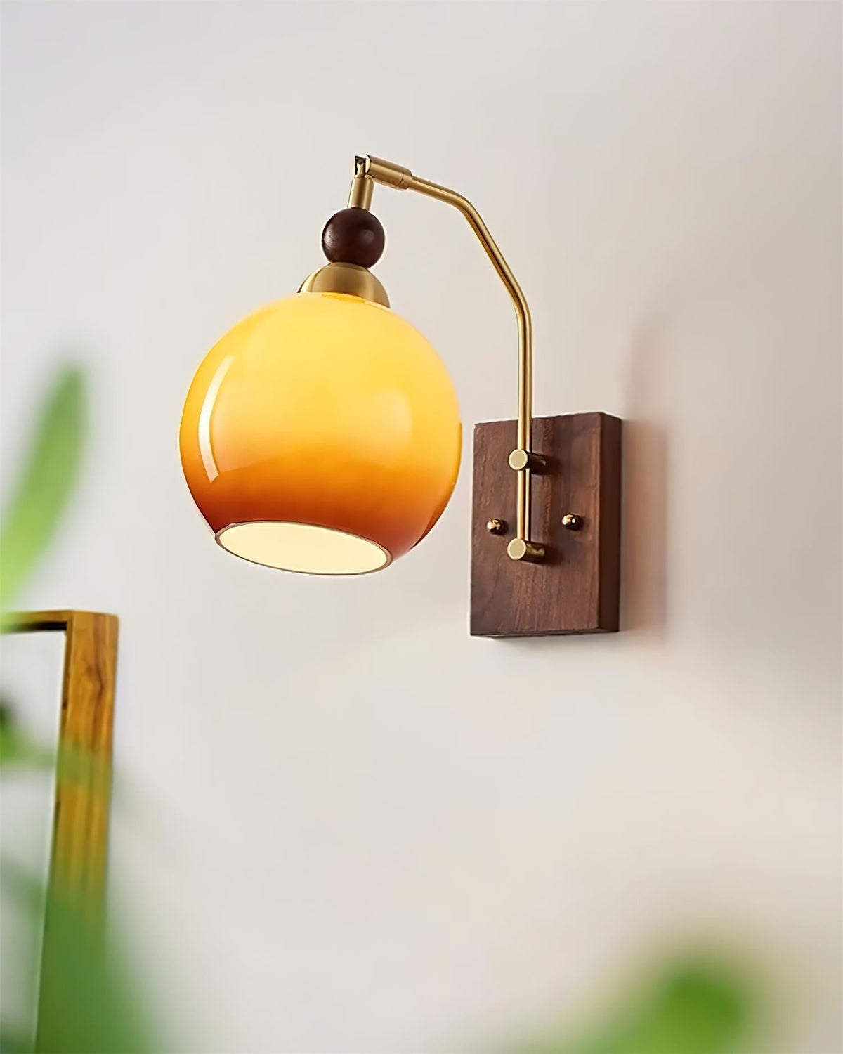 Rinuette Wall Lamp Brass Glass Walnut