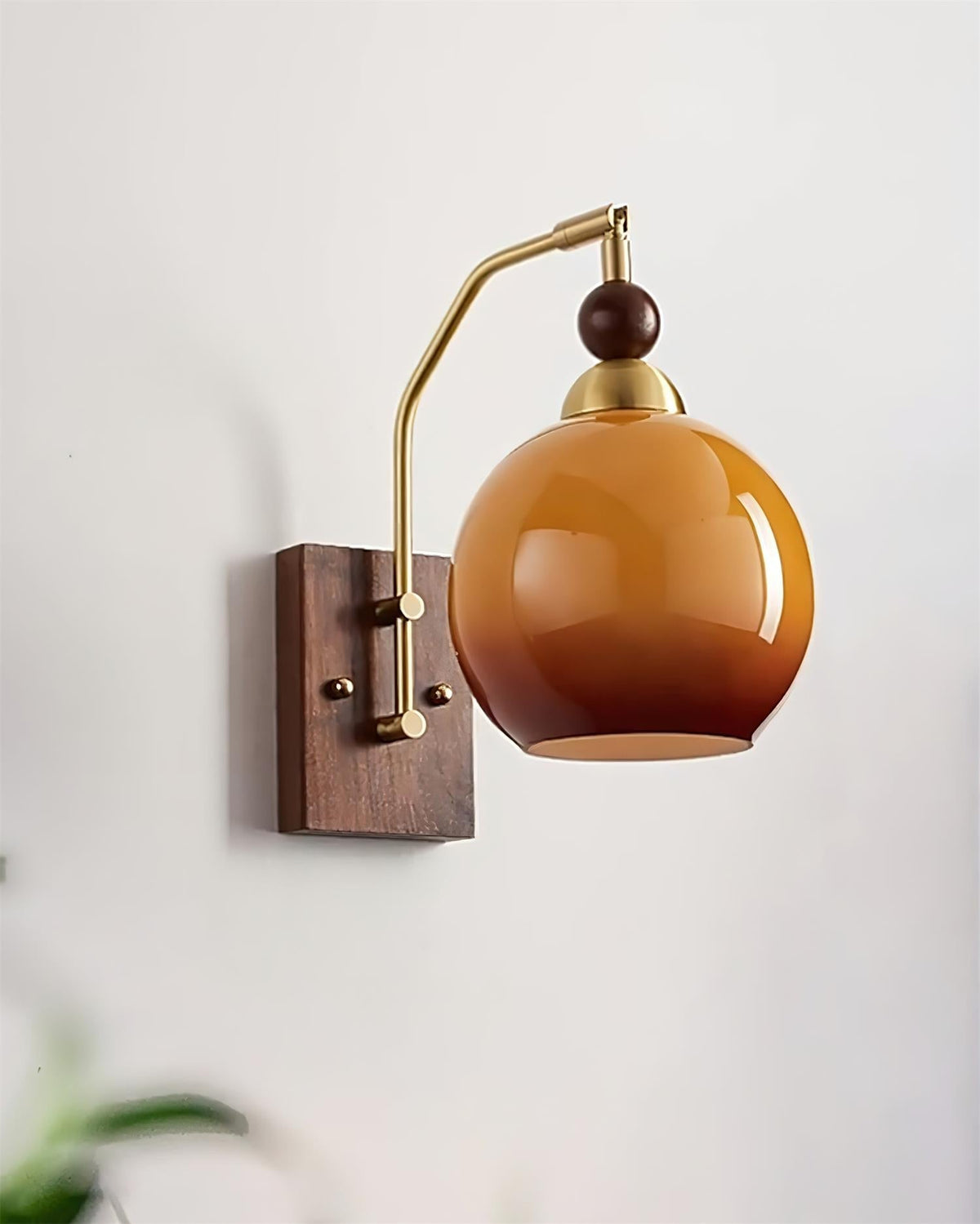 Rinuette Wall Lamp Brass Glass Walnut
