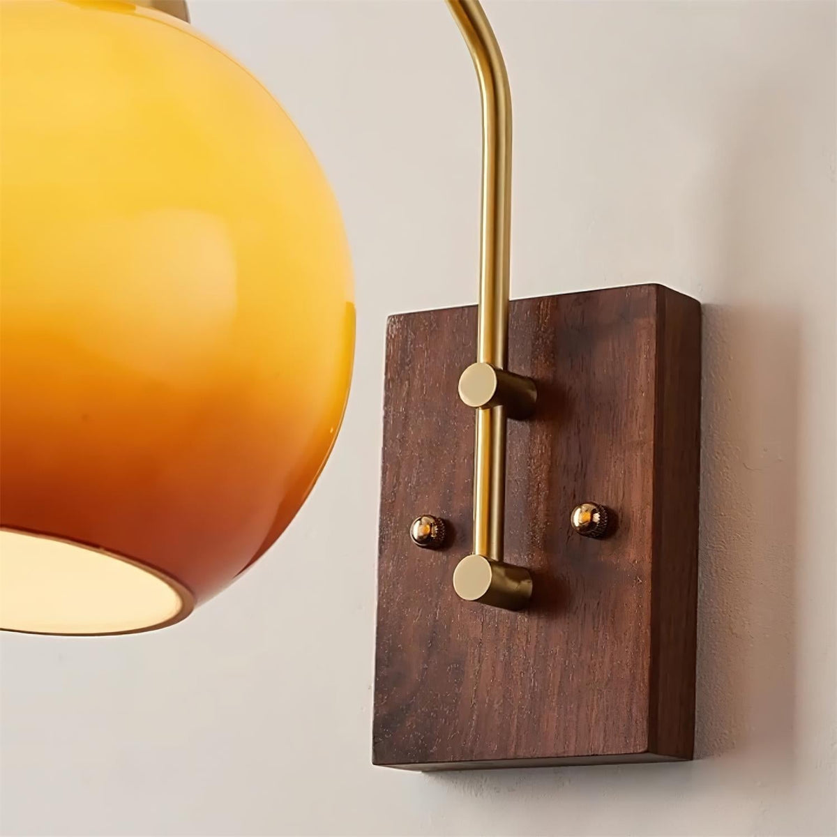 Rinuette Wall Lamp Brass Glass Walnut
