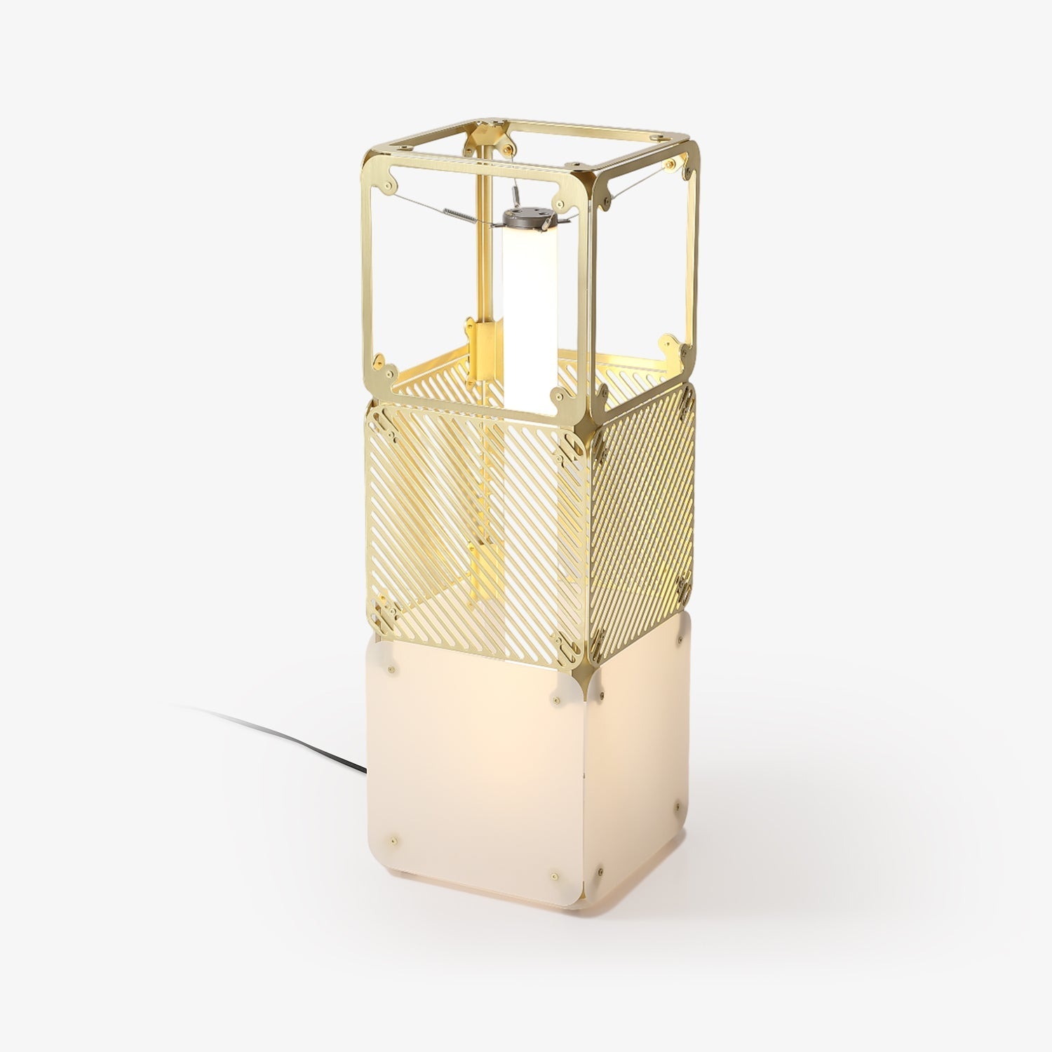 LuxeGrid Industrial Brass Floor Lamp-Neutral Decor