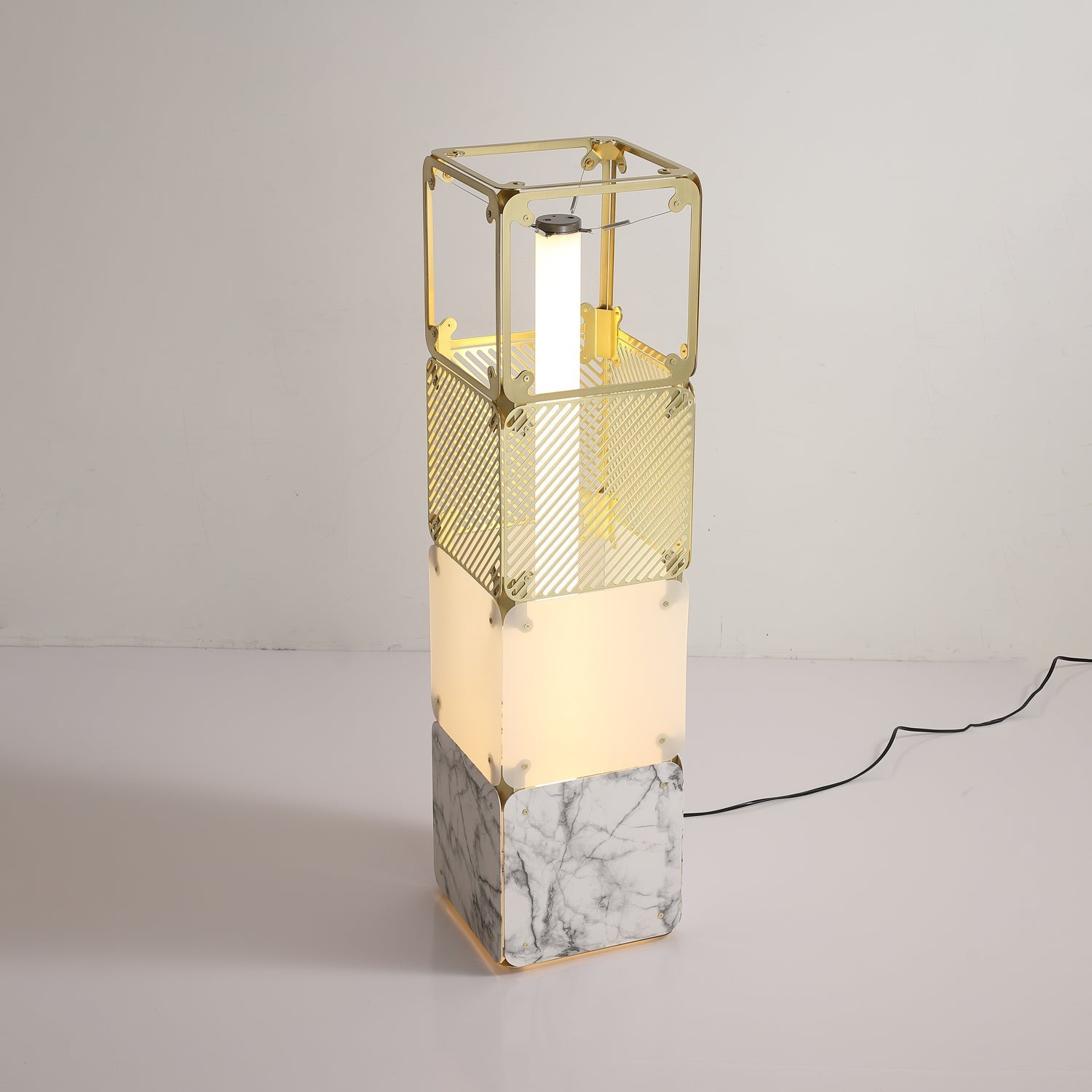 LuxeGrid Industrial Brass Floor Lamp-Neutral Decor