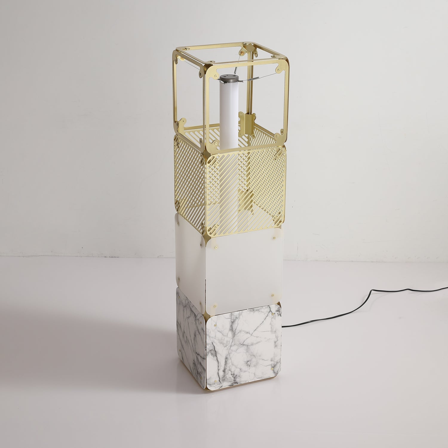 LuxeGrid Industrial Brass Floor Lamp-Neutral Decor