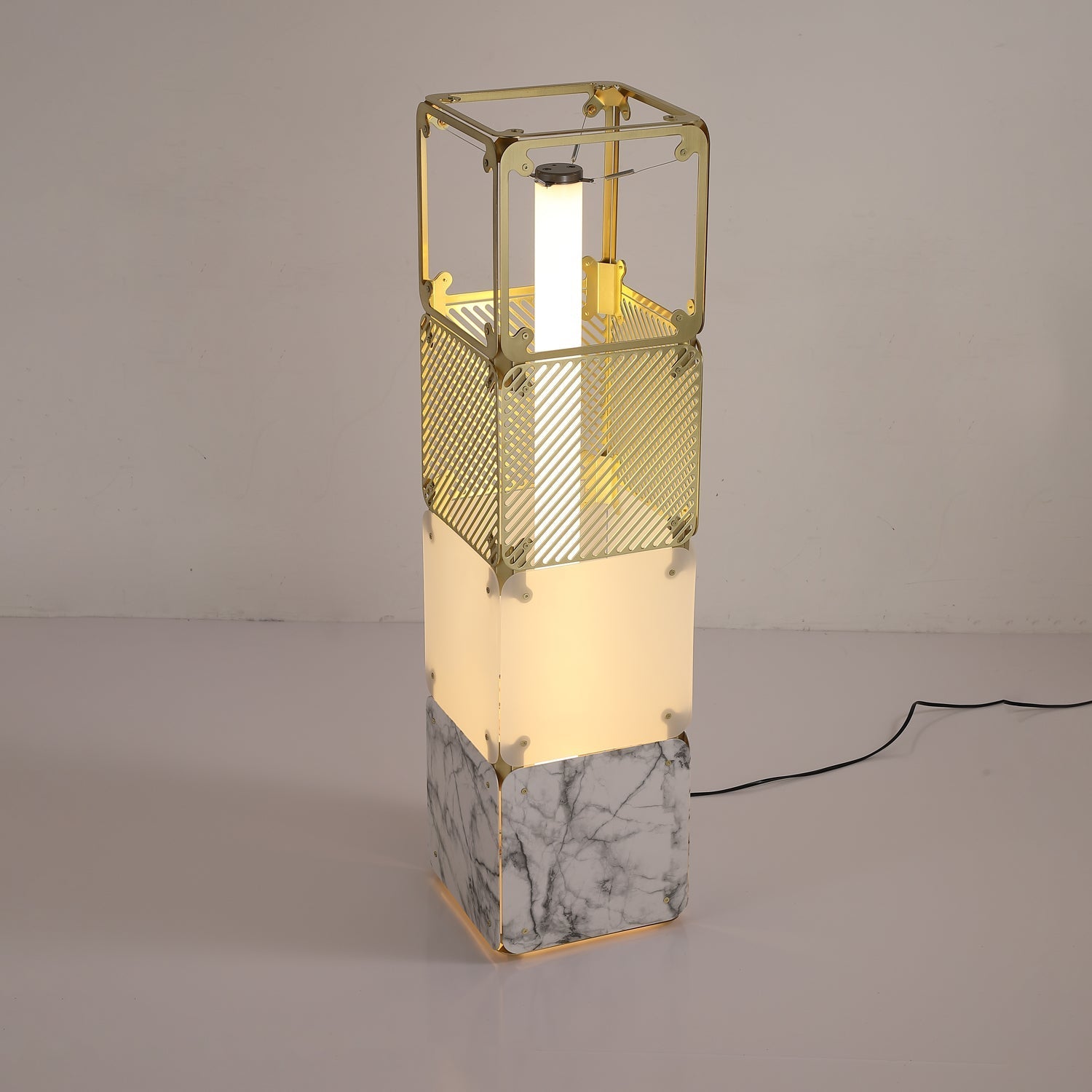 LuxeGrid Industrial Brass Floor Lamp-Neutral Decor