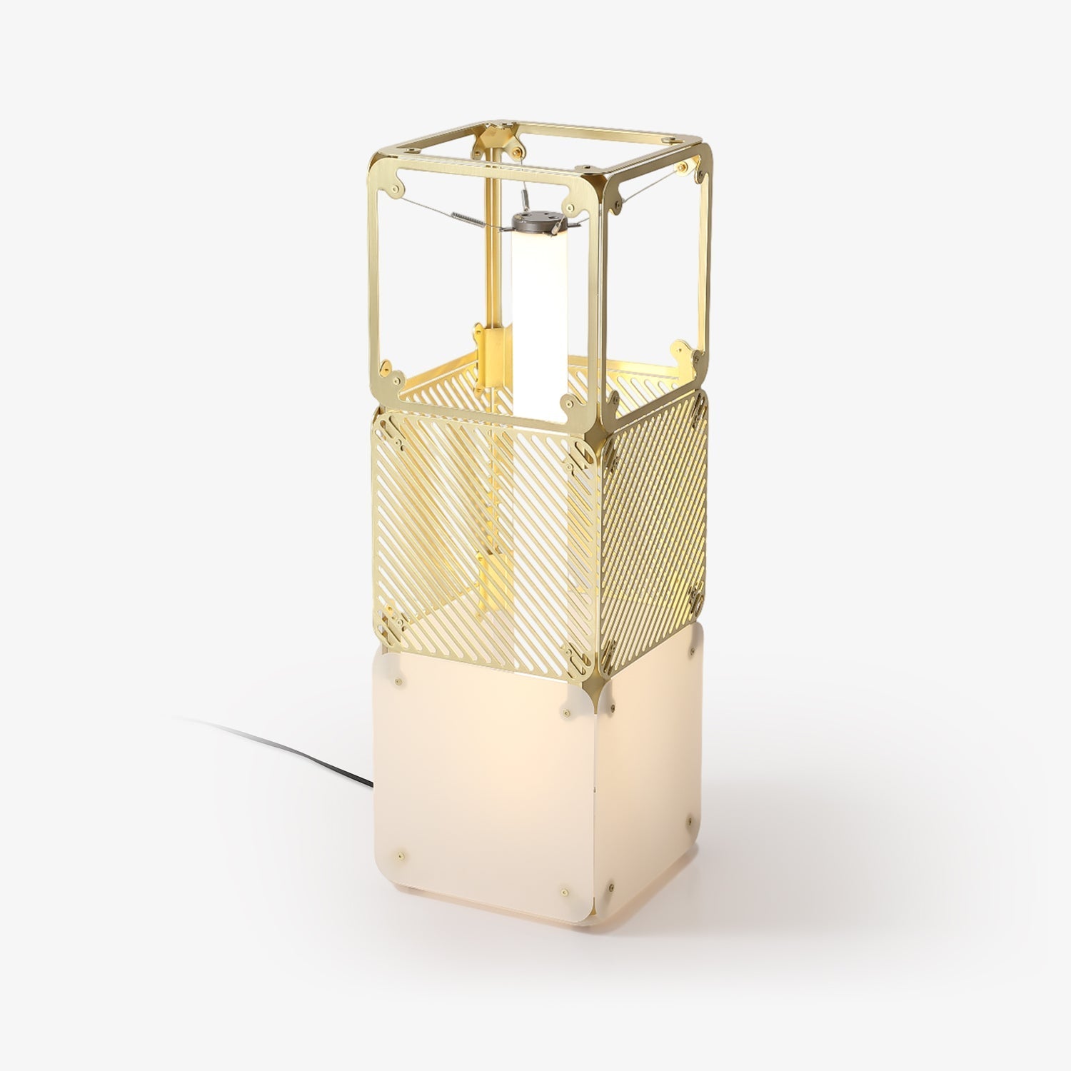 LuxeGrid Industrial Brass Floor Lamp-Neutral Decor