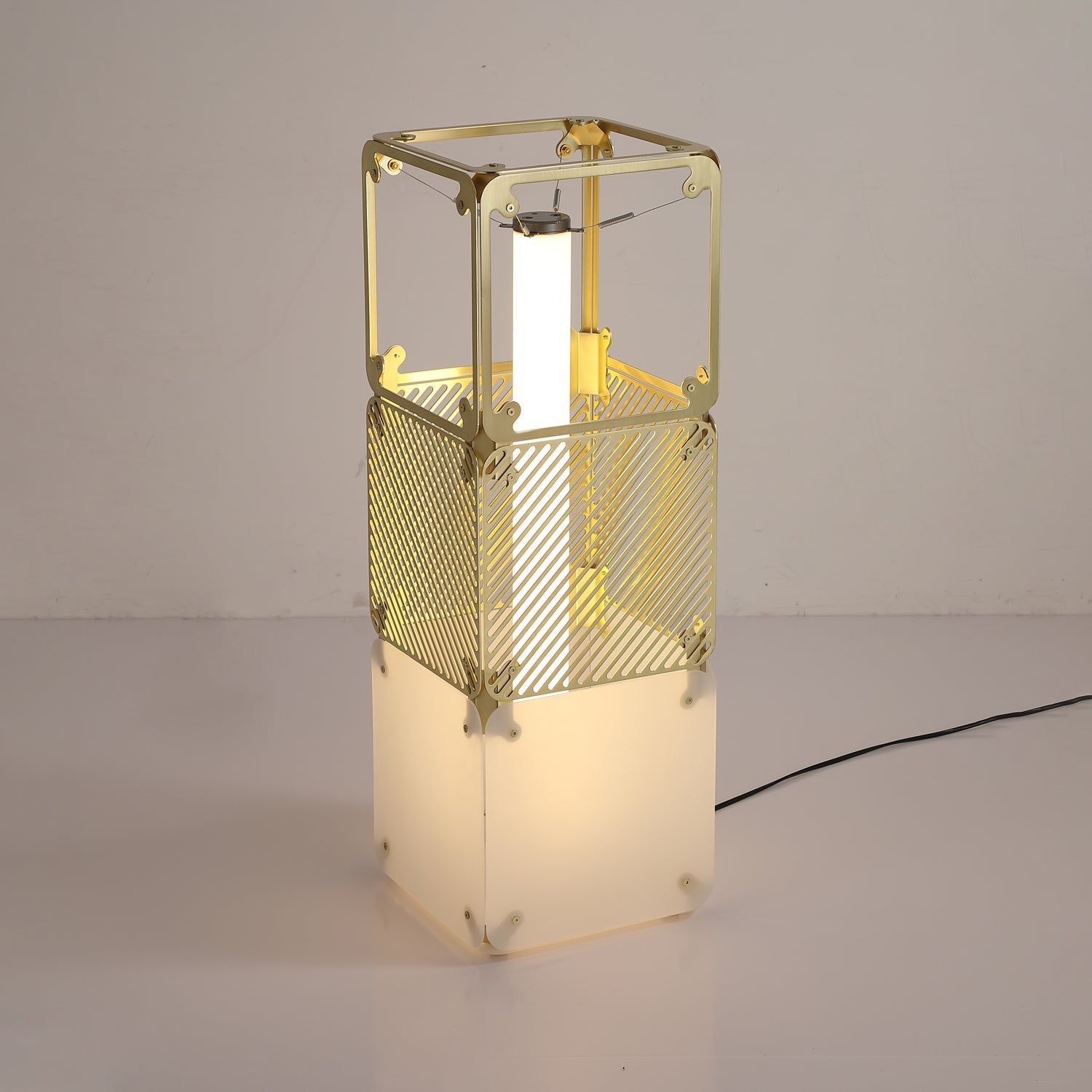 LuxeGrid Industrial Brass Floor Lamp-Neutral Decor