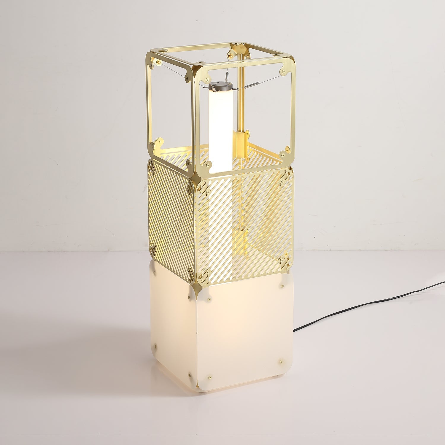 LuxeGrid Industrial Brass Floor Lamp-Neutral Decor