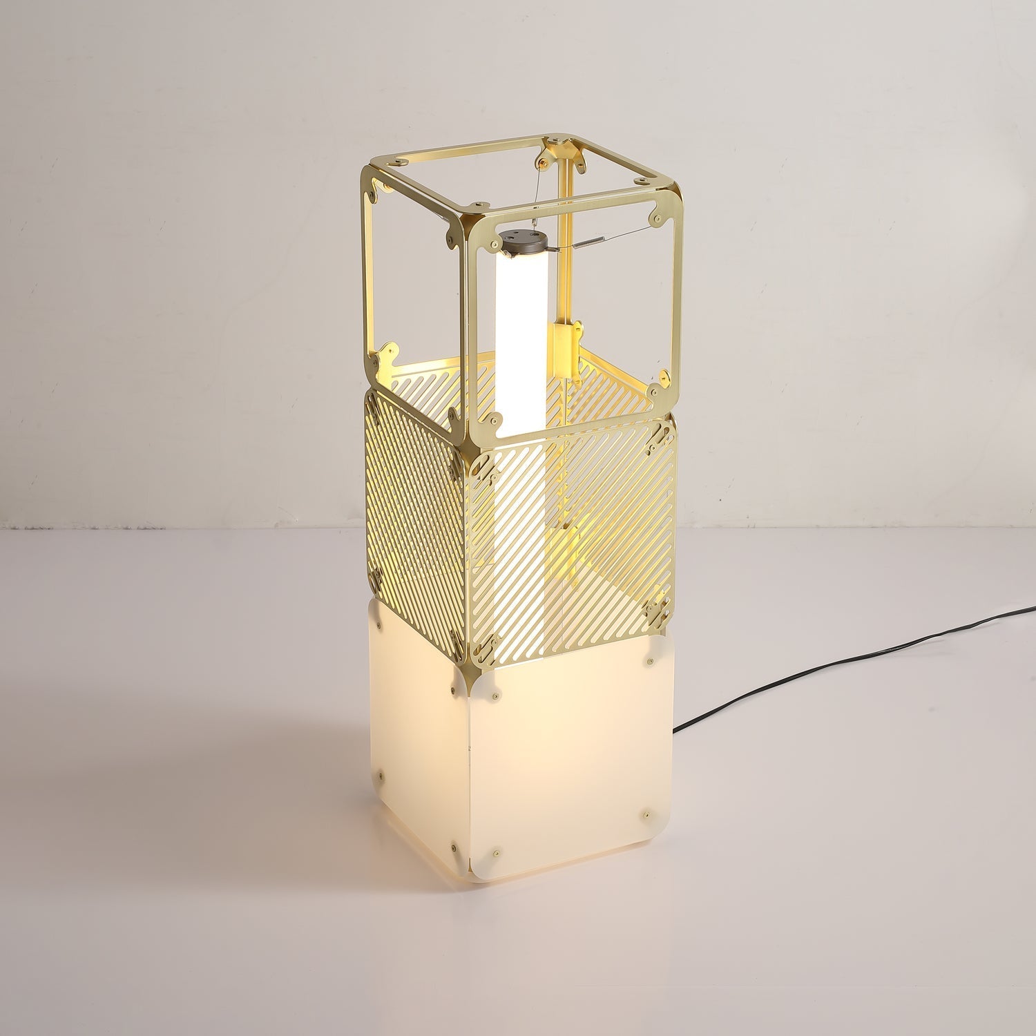 LuxeGrid Industrial Brass Floor Lamp-Neutral Decor