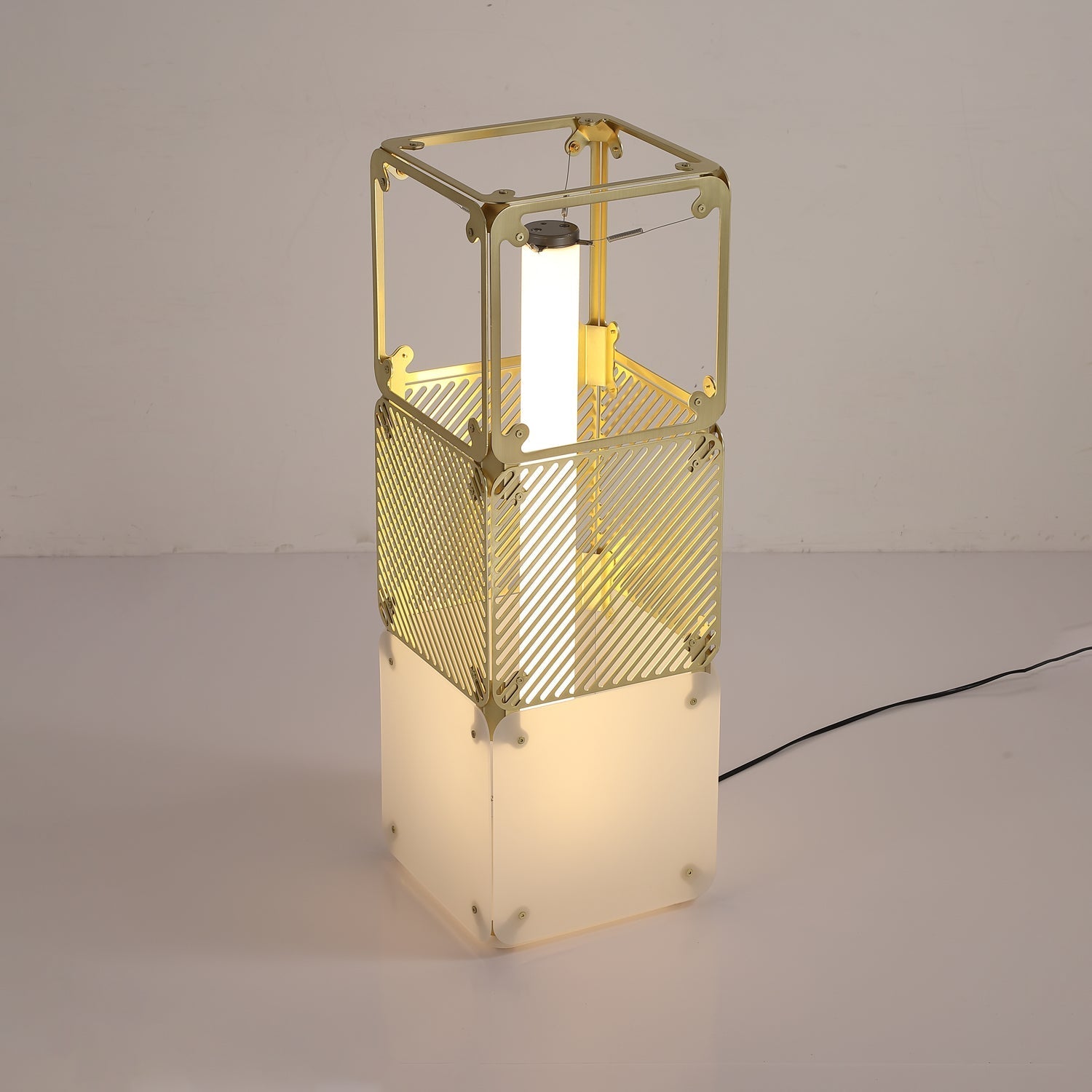 LuxeGrid Industrial Brass Floor Lamp-Neutral Decor