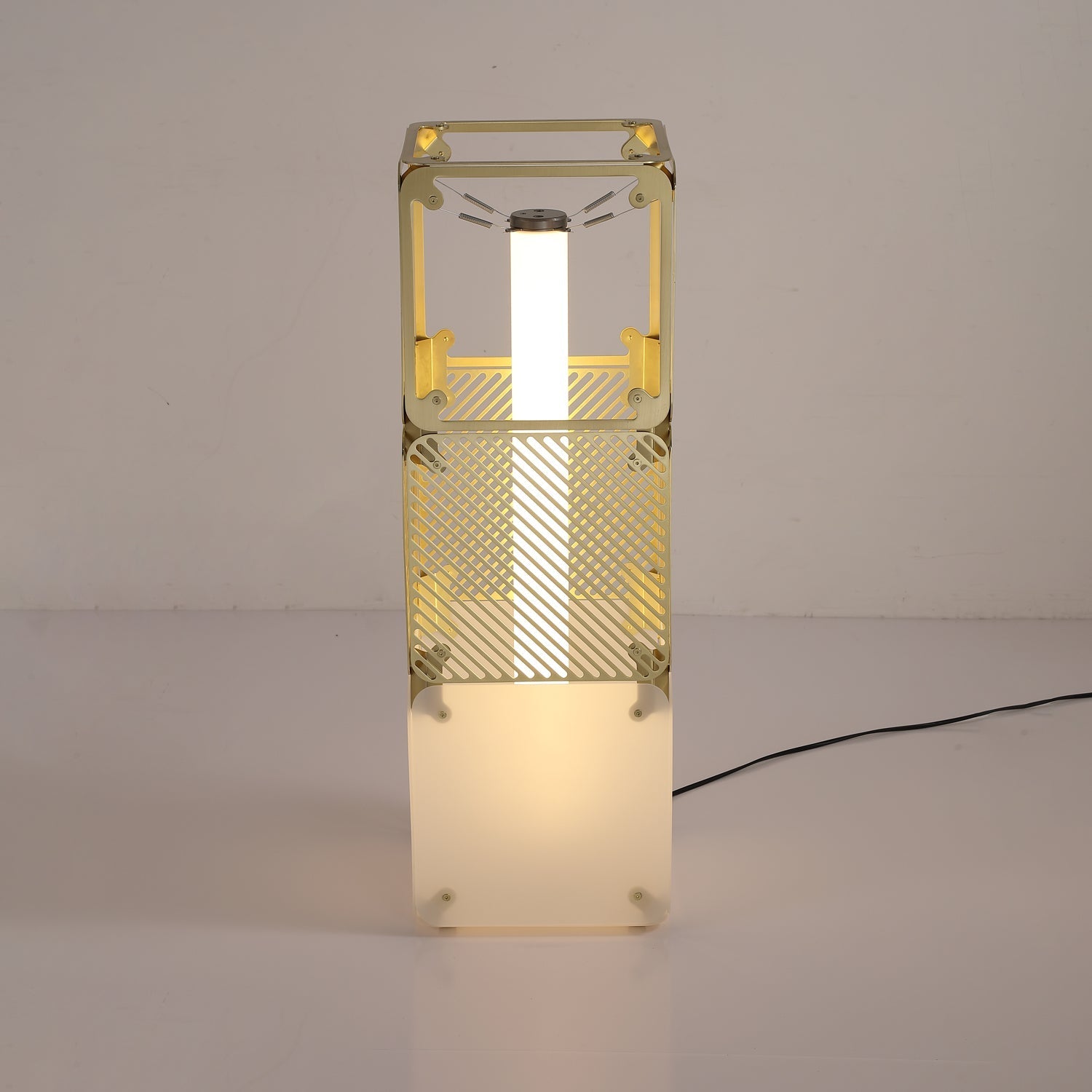 LuxeGrid Industrial Brass Floor Lamp-Neutral Decor