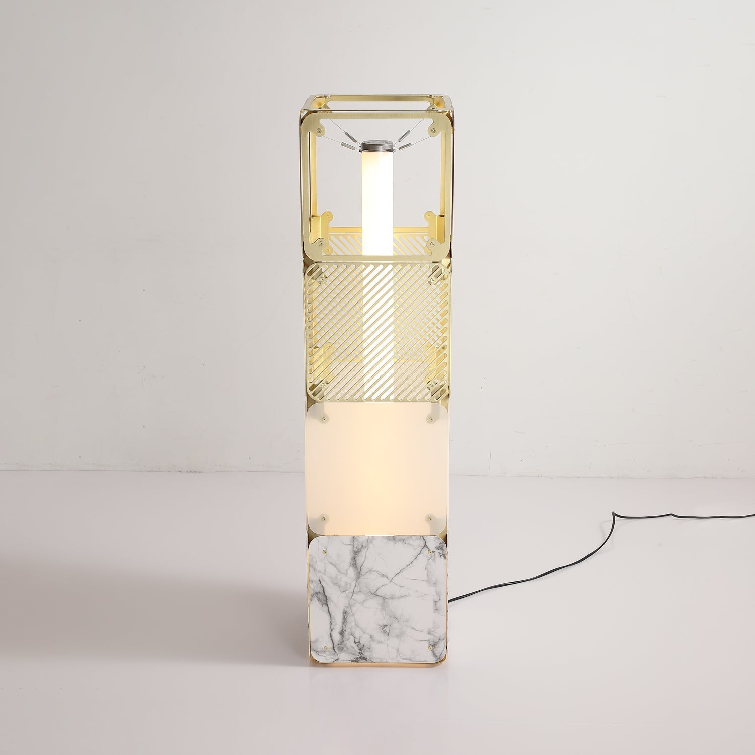 LuxeGrid Industrial Brass Floor Lamp-Neutral Decor