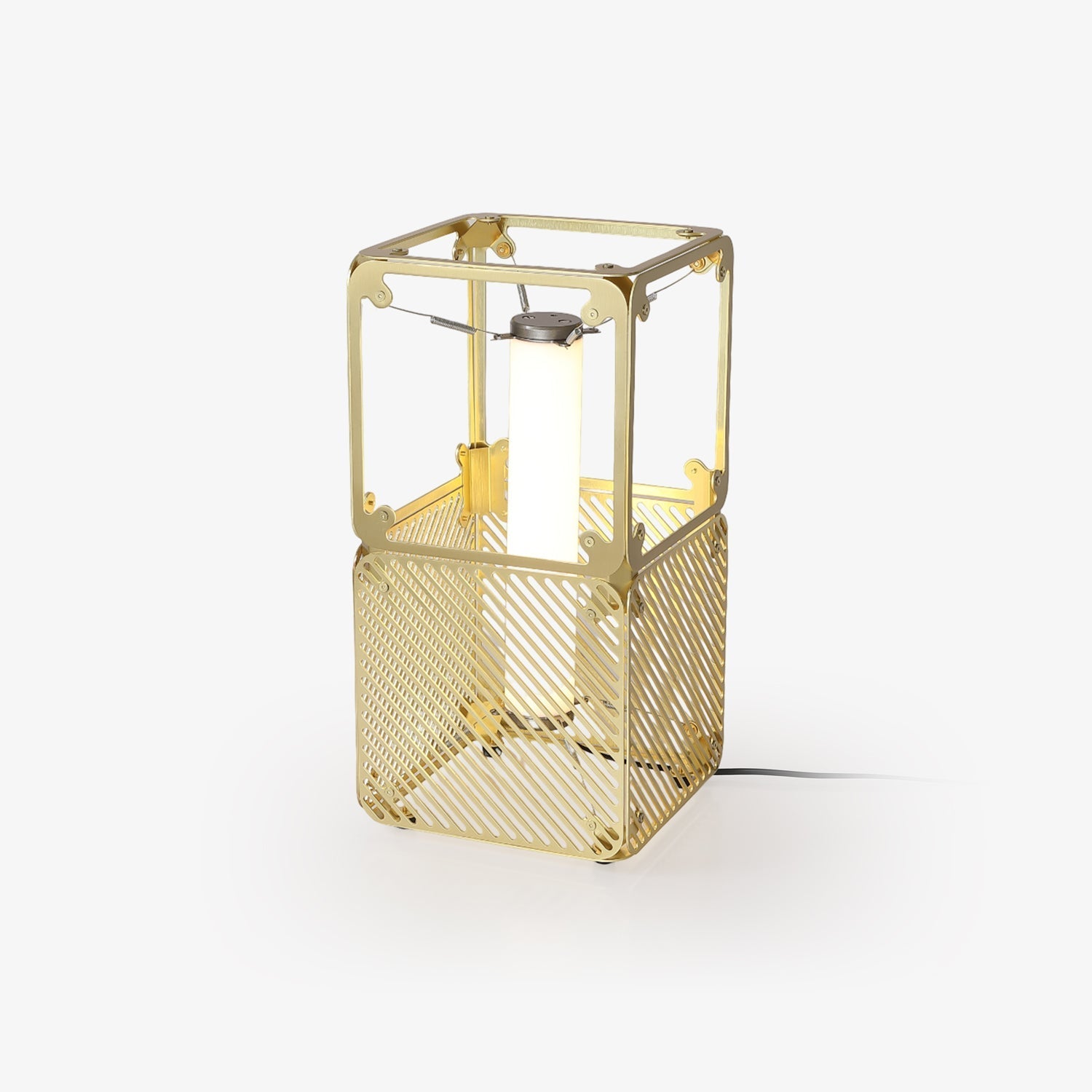 GridGlow Industrial Brass Table Lamp-Neutral Decor