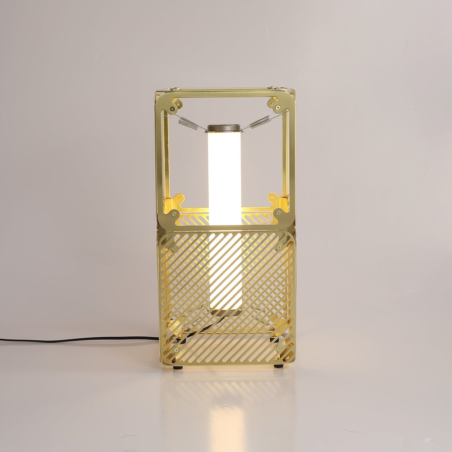 GridGlow Industrial Brass Table Lamp-Neutral Decor