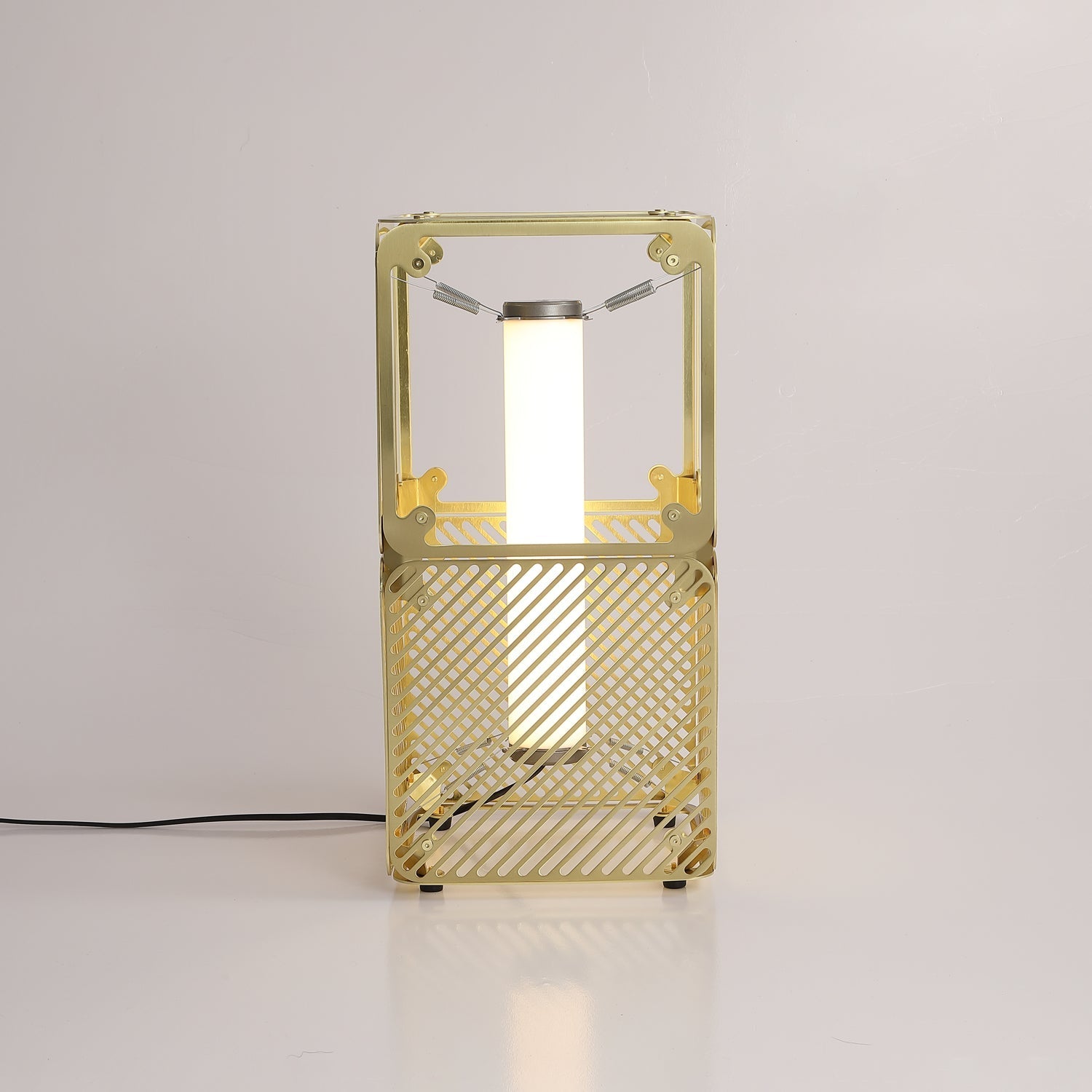 GridGlow Industrial Brass Table Lamp-Neutral Decor