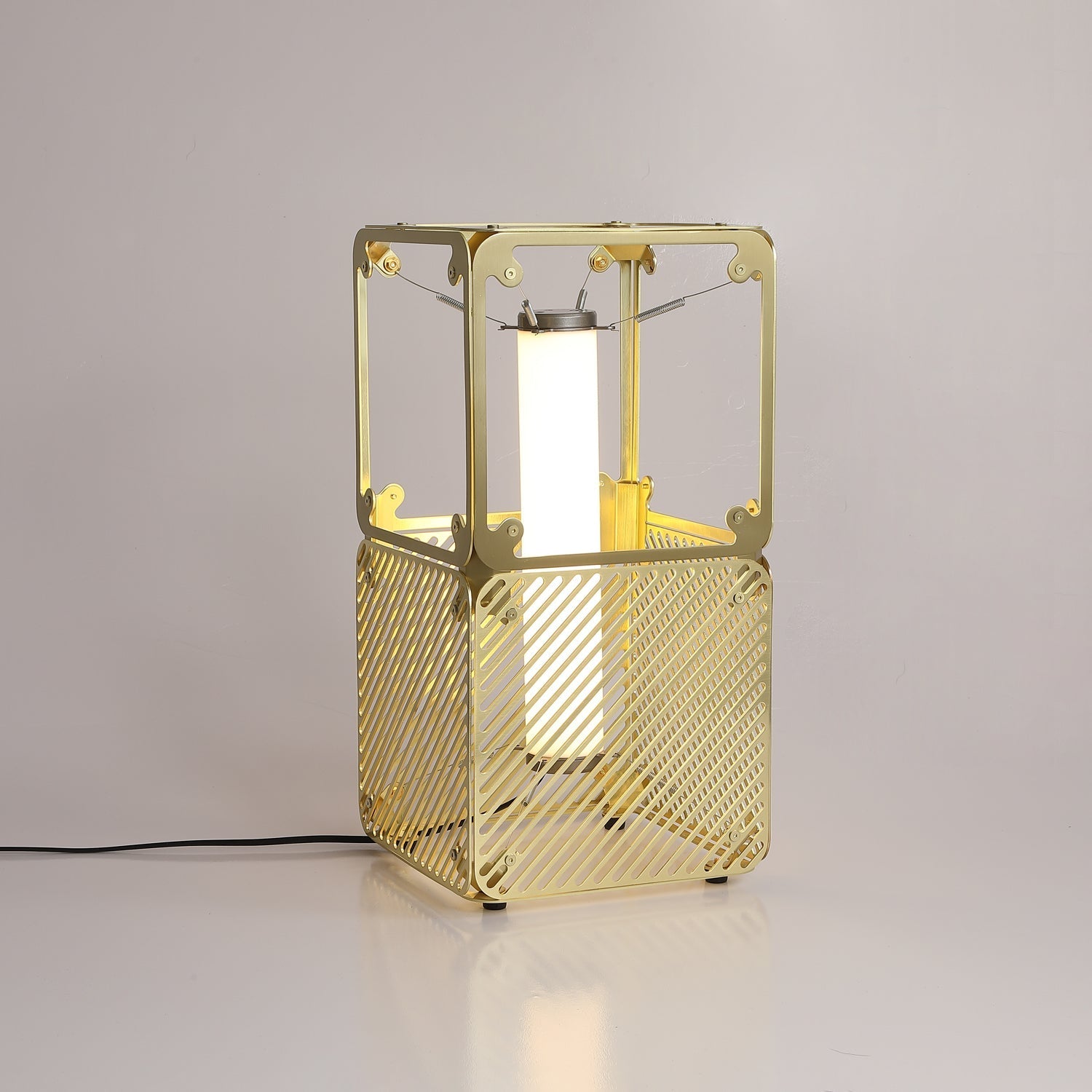 GridGlow Industrial Brass Table Lamp-Neutral Decor