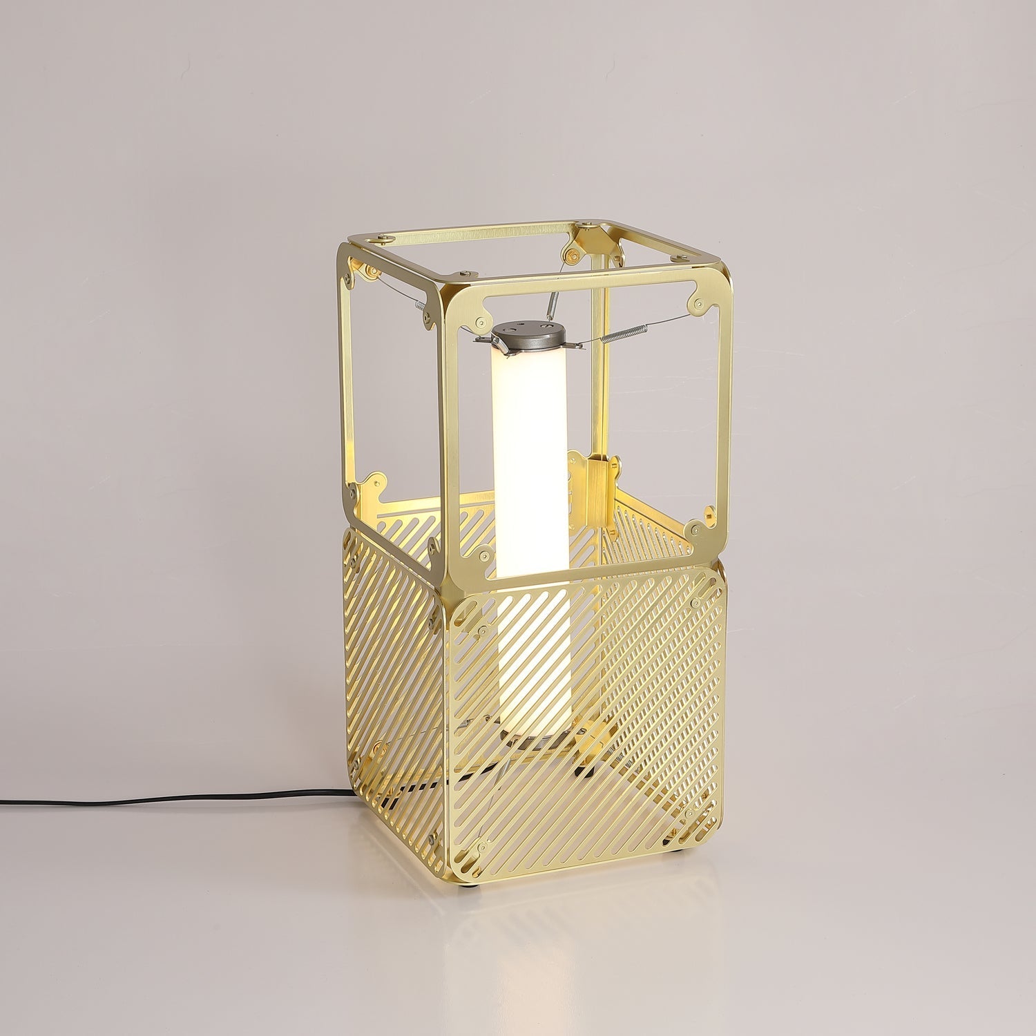 GridGlow Industrial Brass Table Lamp-Neutral Decor