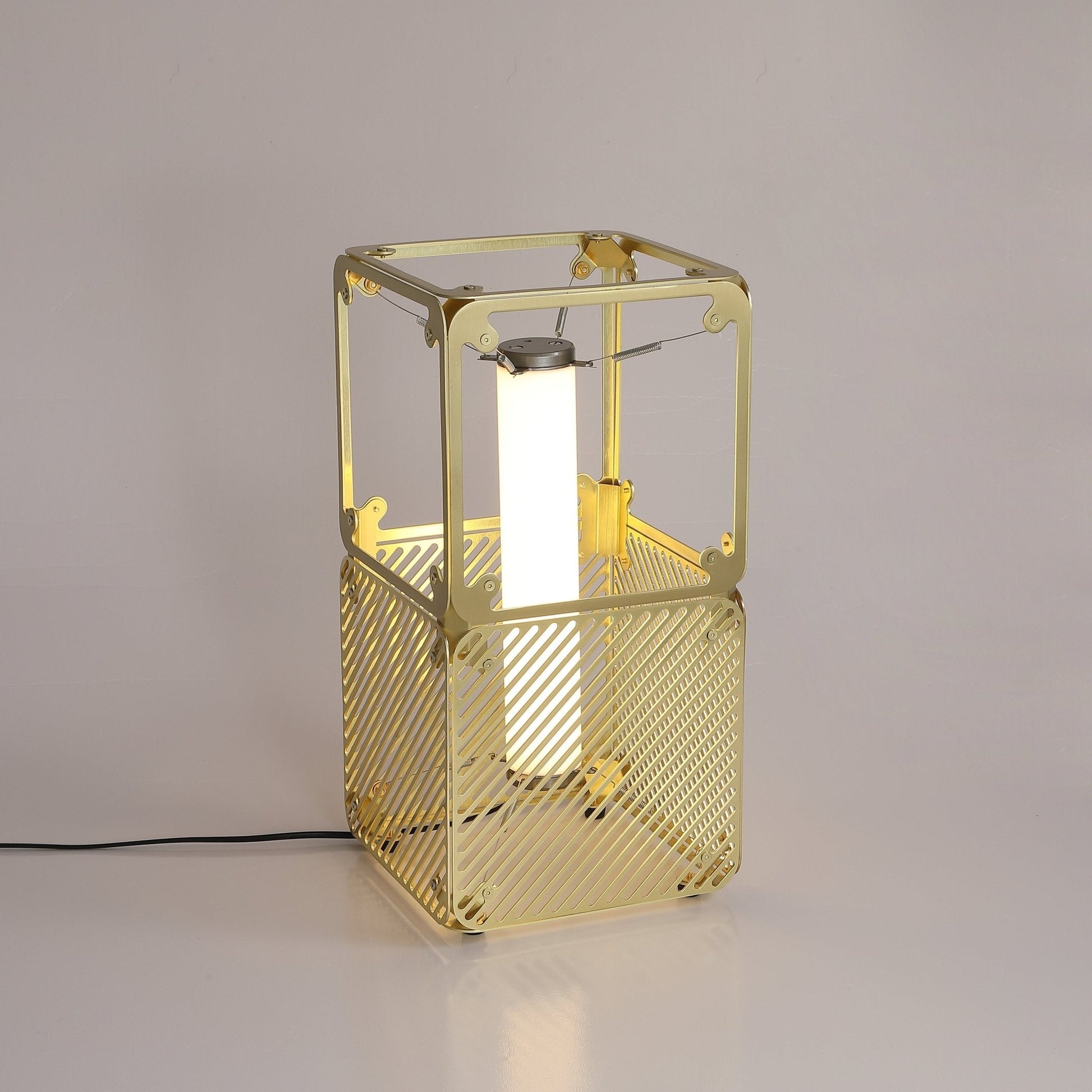 GridGlow Industrial Brass Table Lamp-Neutral Decor
