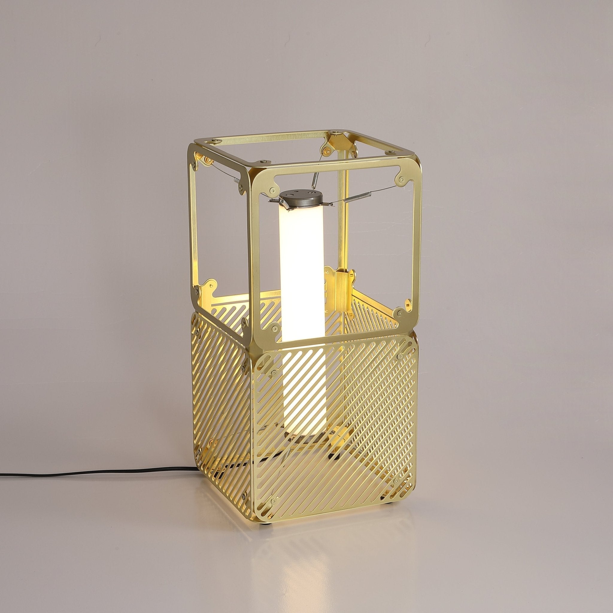 GridGlow Industrial Brass Table Lamp-Neutral Decor