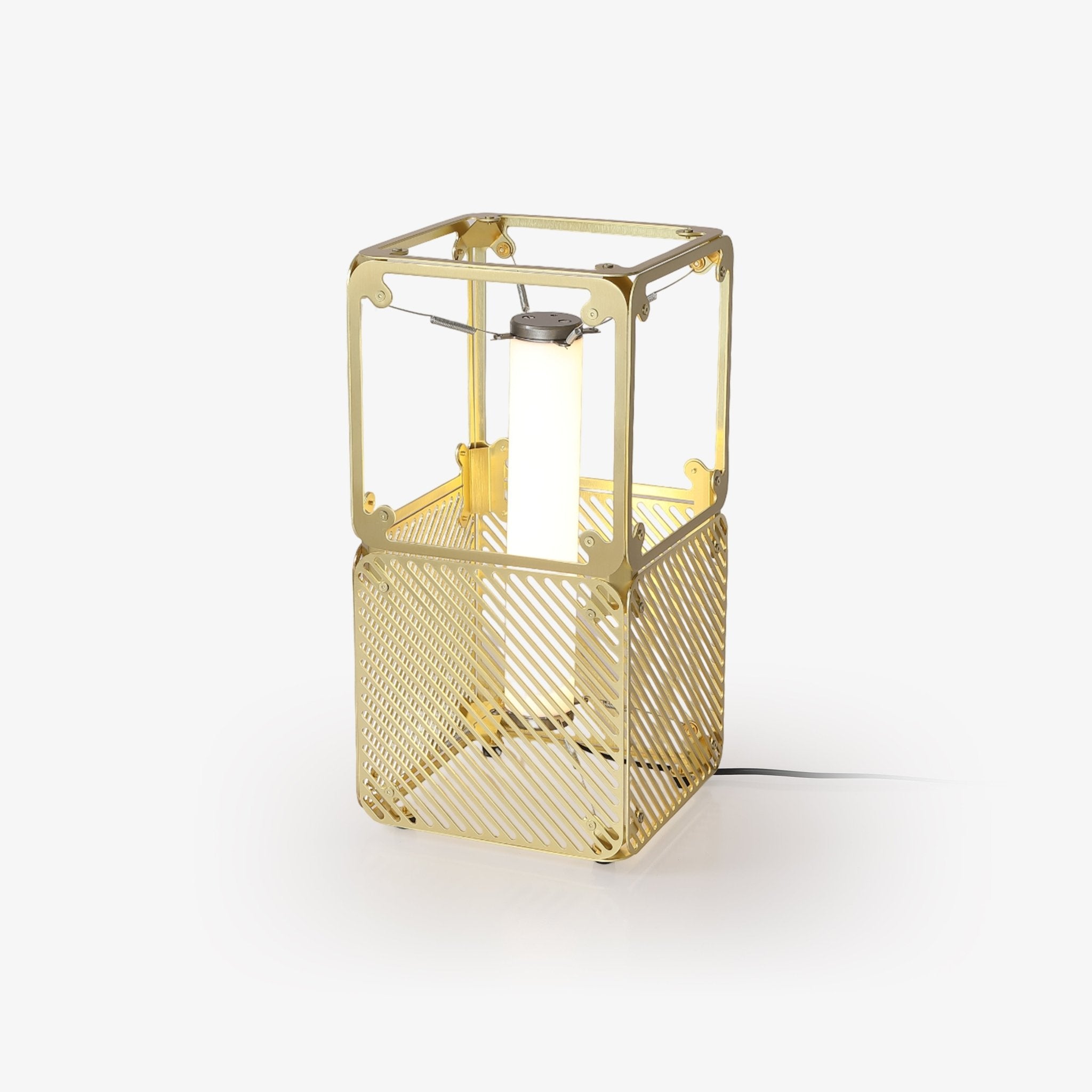 GridGlow Industrial Brass Table Lamp-Neutral Decor
