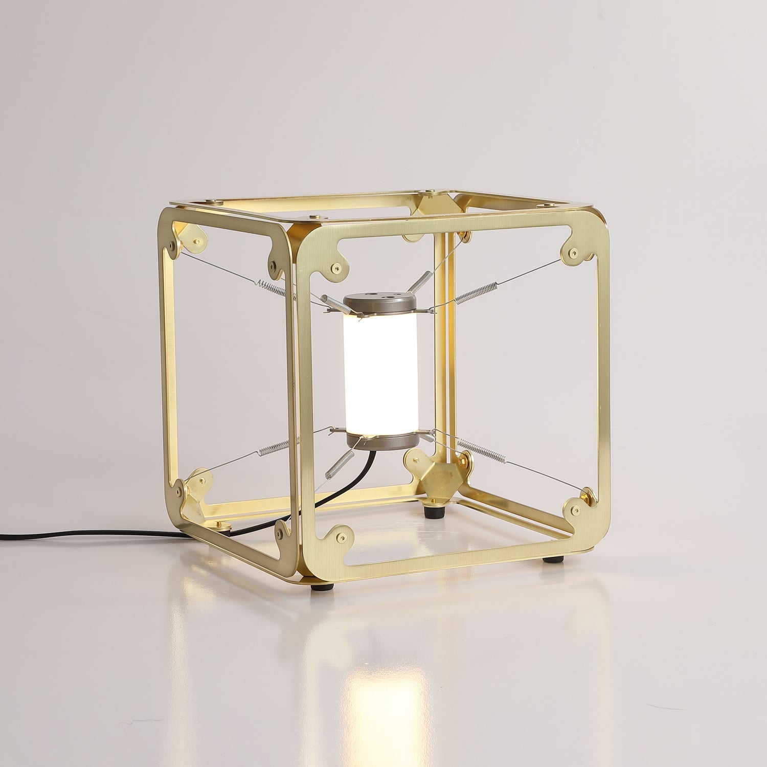 GridGlow Industrial Brass Table Lamp-Neutral Decor