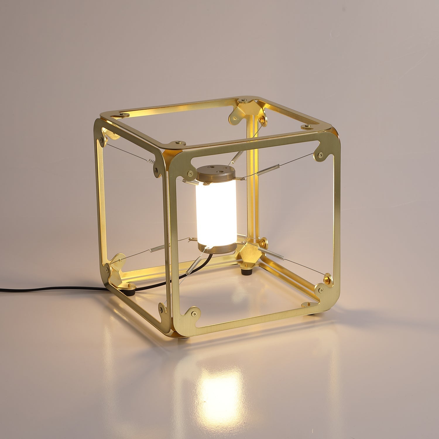 GridGlow Industrial Brass Table Lamp-Neutral Decor