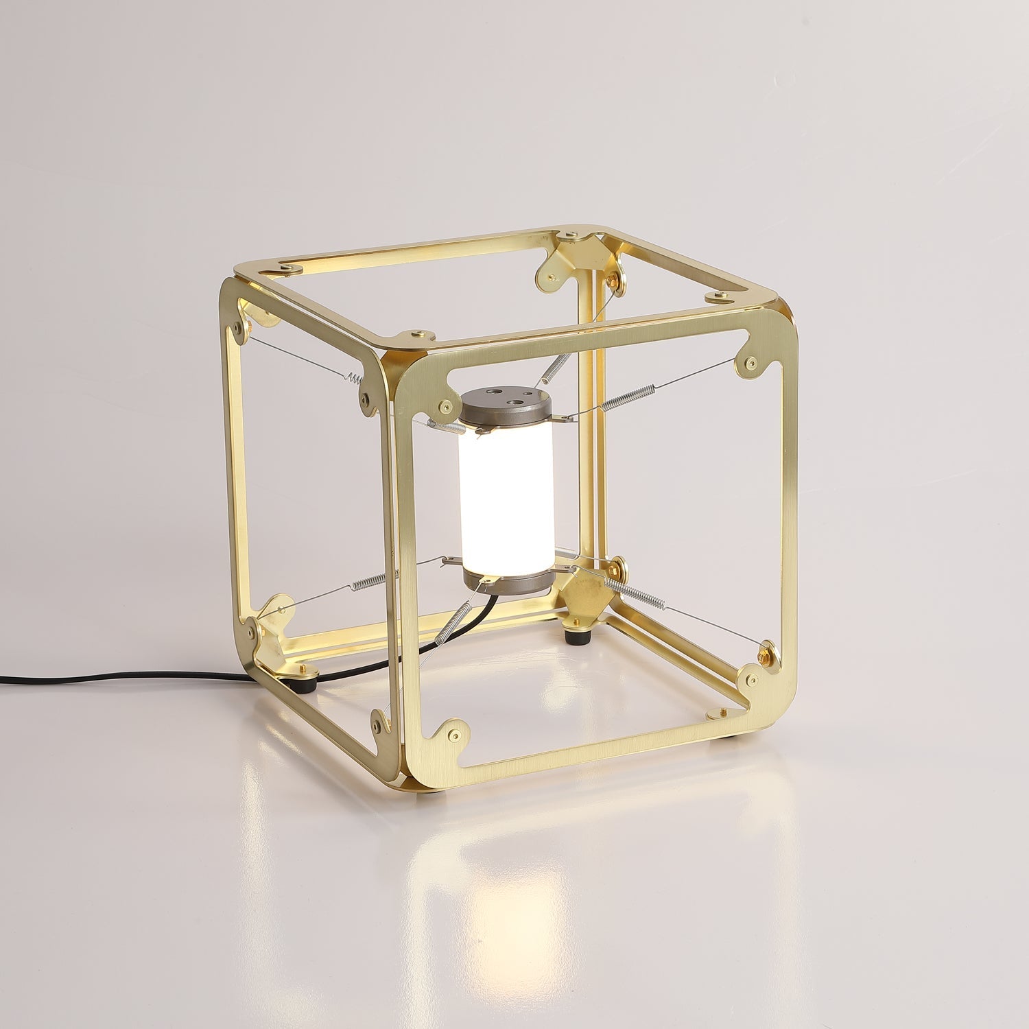 GridGlow Industrial Brass Table Lamp-Neutral Decor