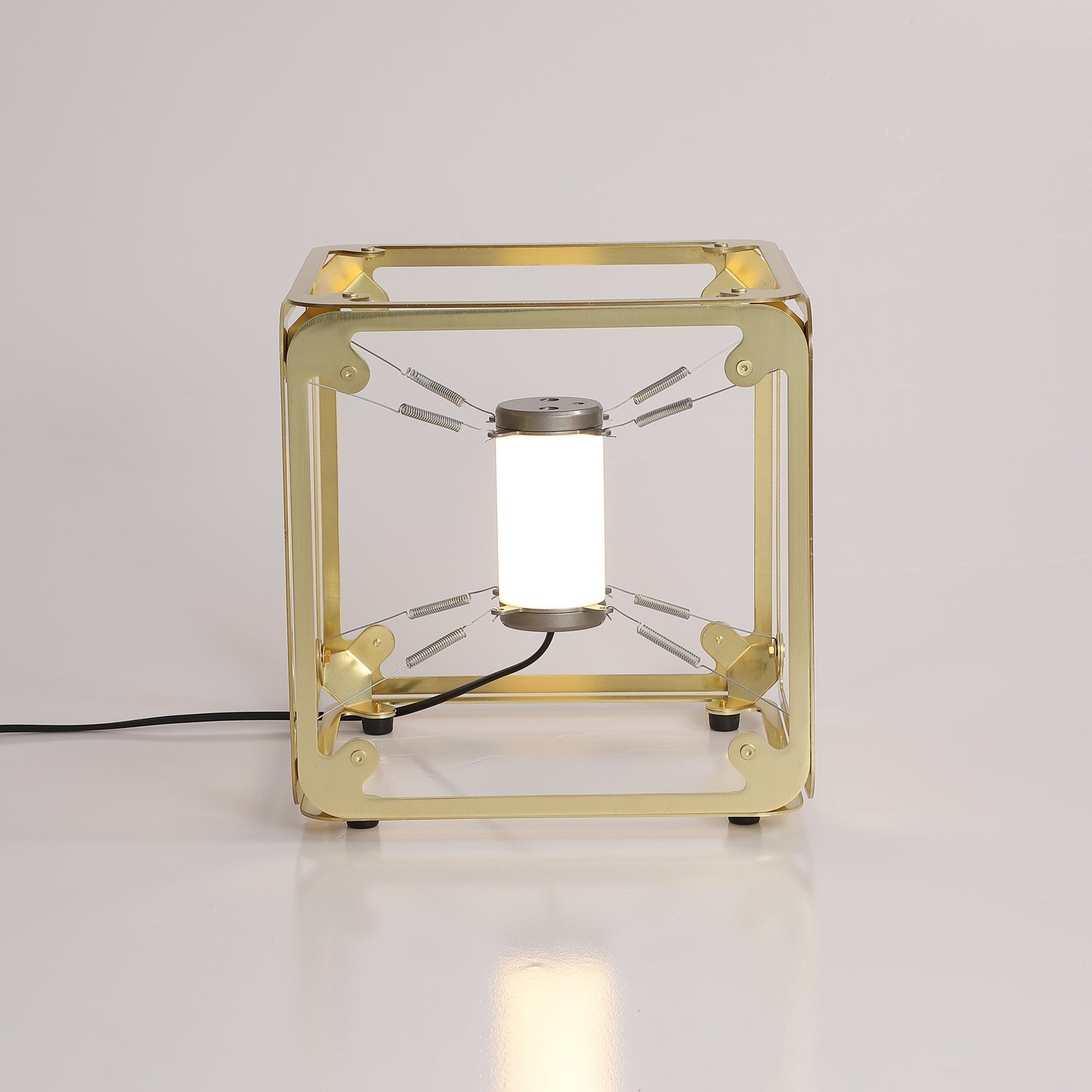 GridGlow Industrial Brass Table Lamp-Neutral Decor