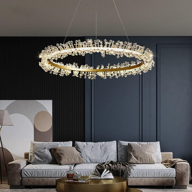 Kristy Luxury Circular Crystal Tassel Pendant Light - Neutral Decor