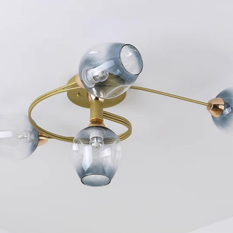 Valentina Flush Mount Ceiling Light, Glass, Black/Gold, Dining Room - Neutral Decor