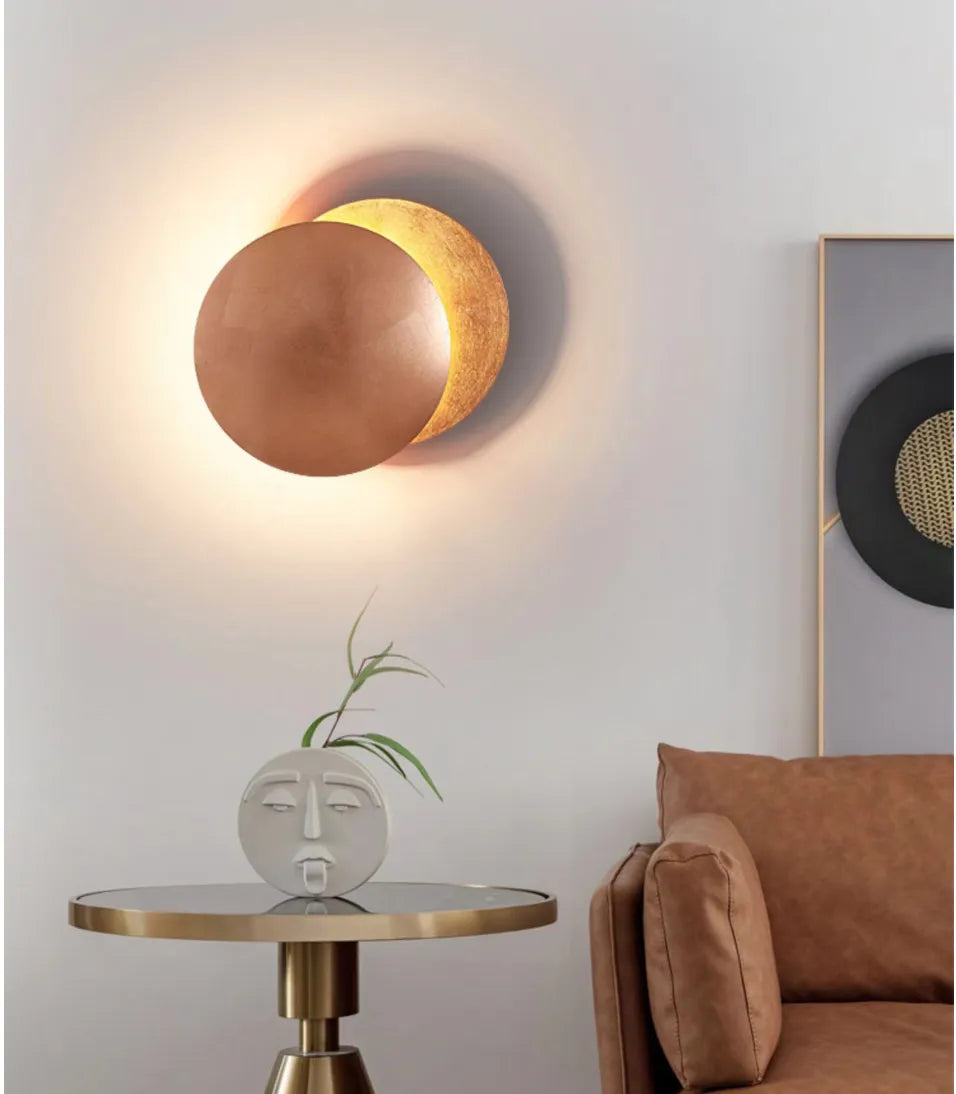 Arisha Modern Minimalist Round Moon Eclipse Wall Lamp - Neutral Decor