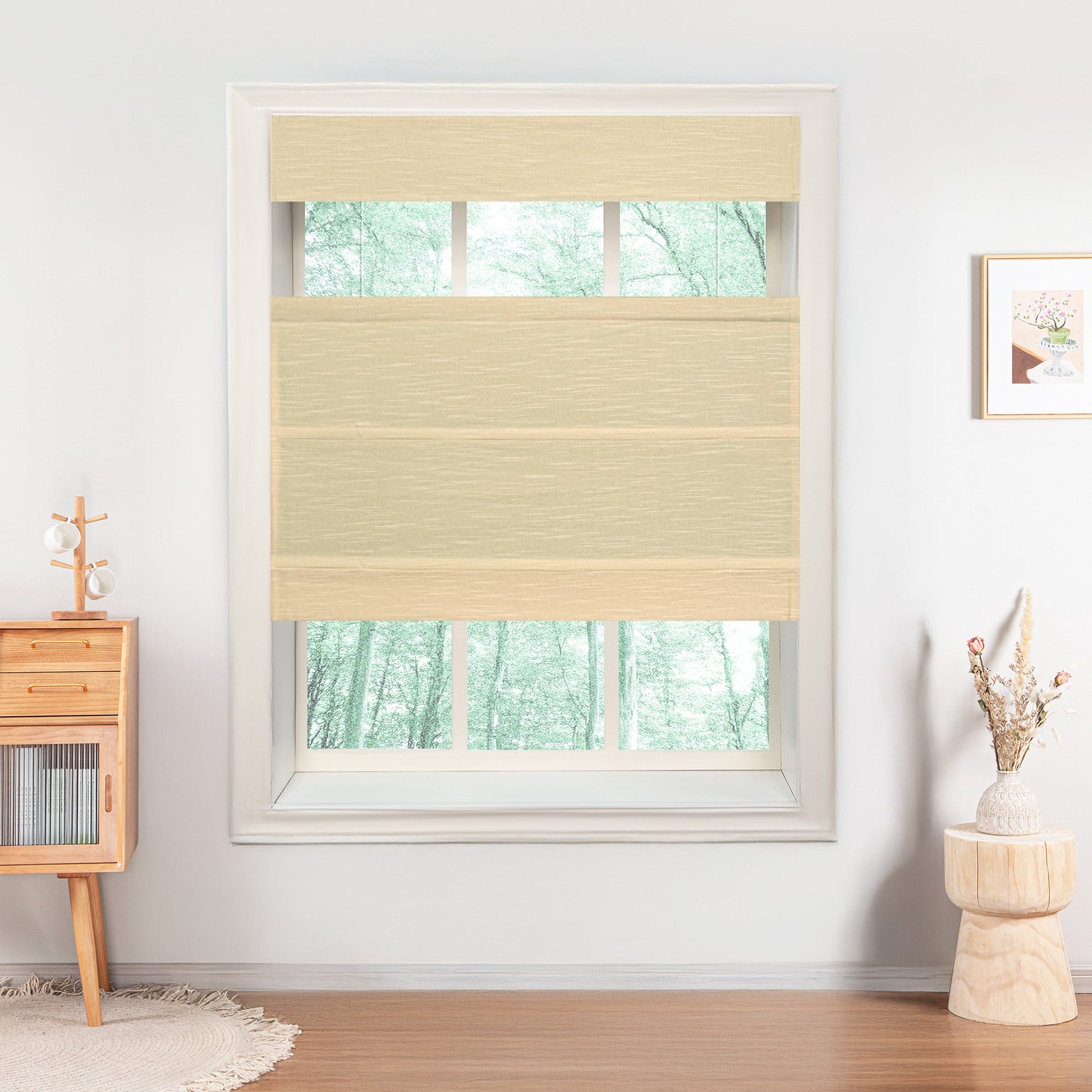 Jenna Linen Roman Shades & Blinds | Top Down Bottom Up-Neutral Decor