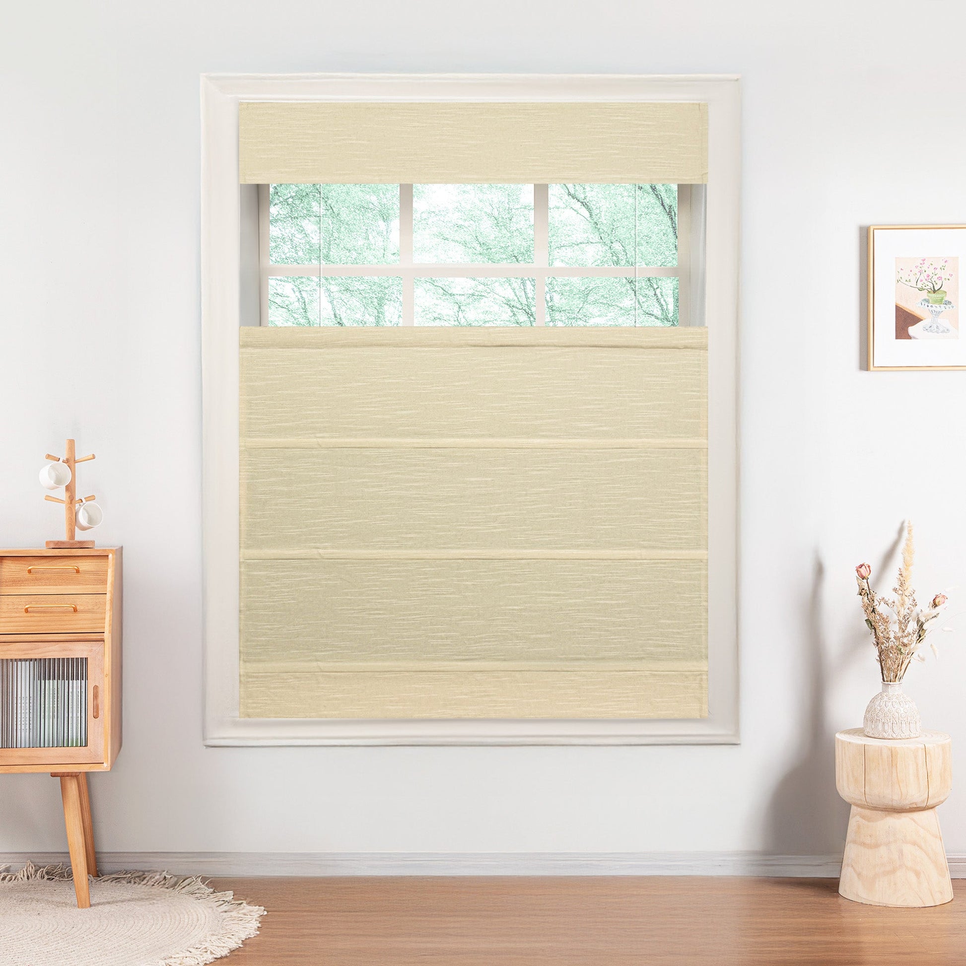 Jenna Linen Roman Shades & Blinds | Top Down Bottom Up-Neutral Decor