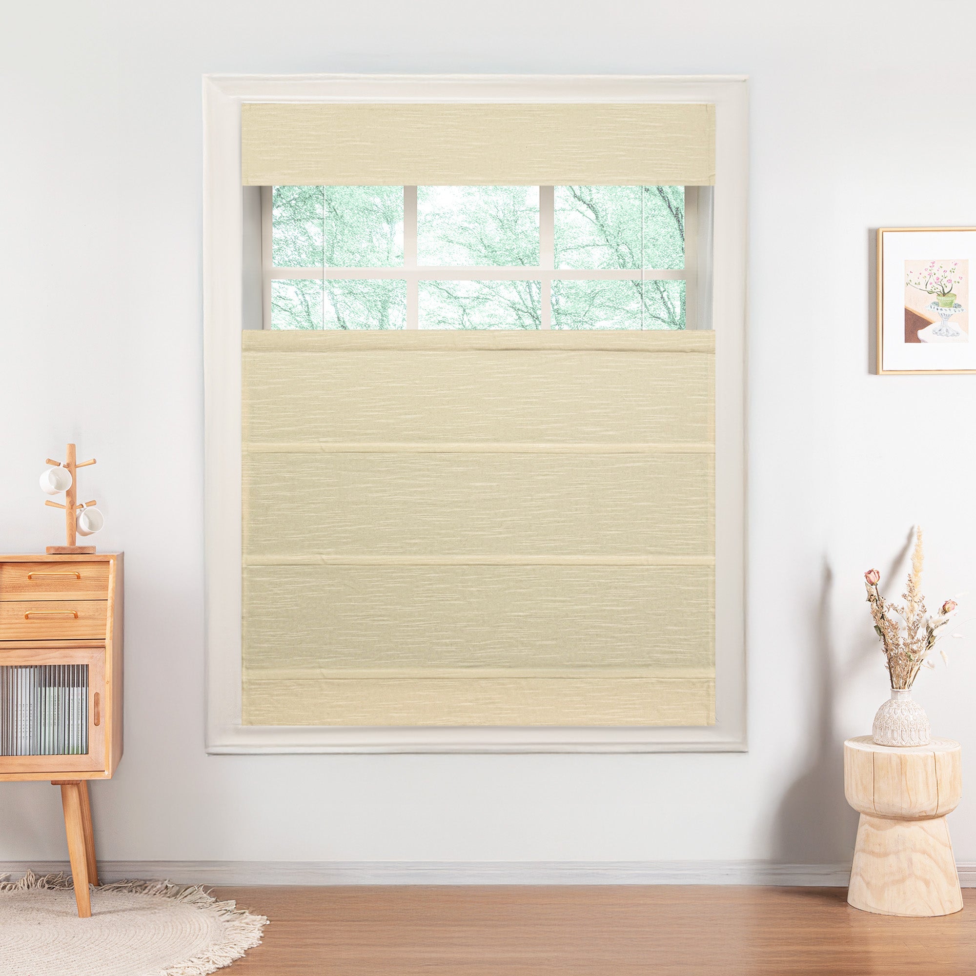 Jenna Linen Roman Shades & Blinds | Top Down Bottom Up-Neutral Decor